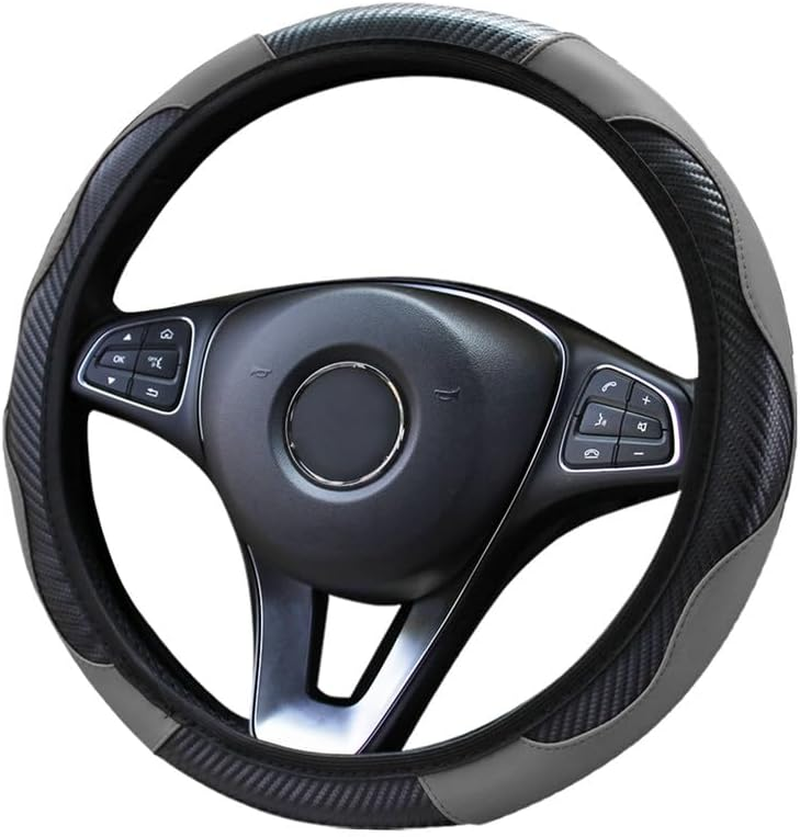 Car Steering Wheel Cover, Universal Size Steering Wheel Cover Fits 37-38 Cm/14.5-15 Inch, Non-Slip Carbon Fiber Microfibre, Breathable Car Accessories Steering Wheel Cover, Green