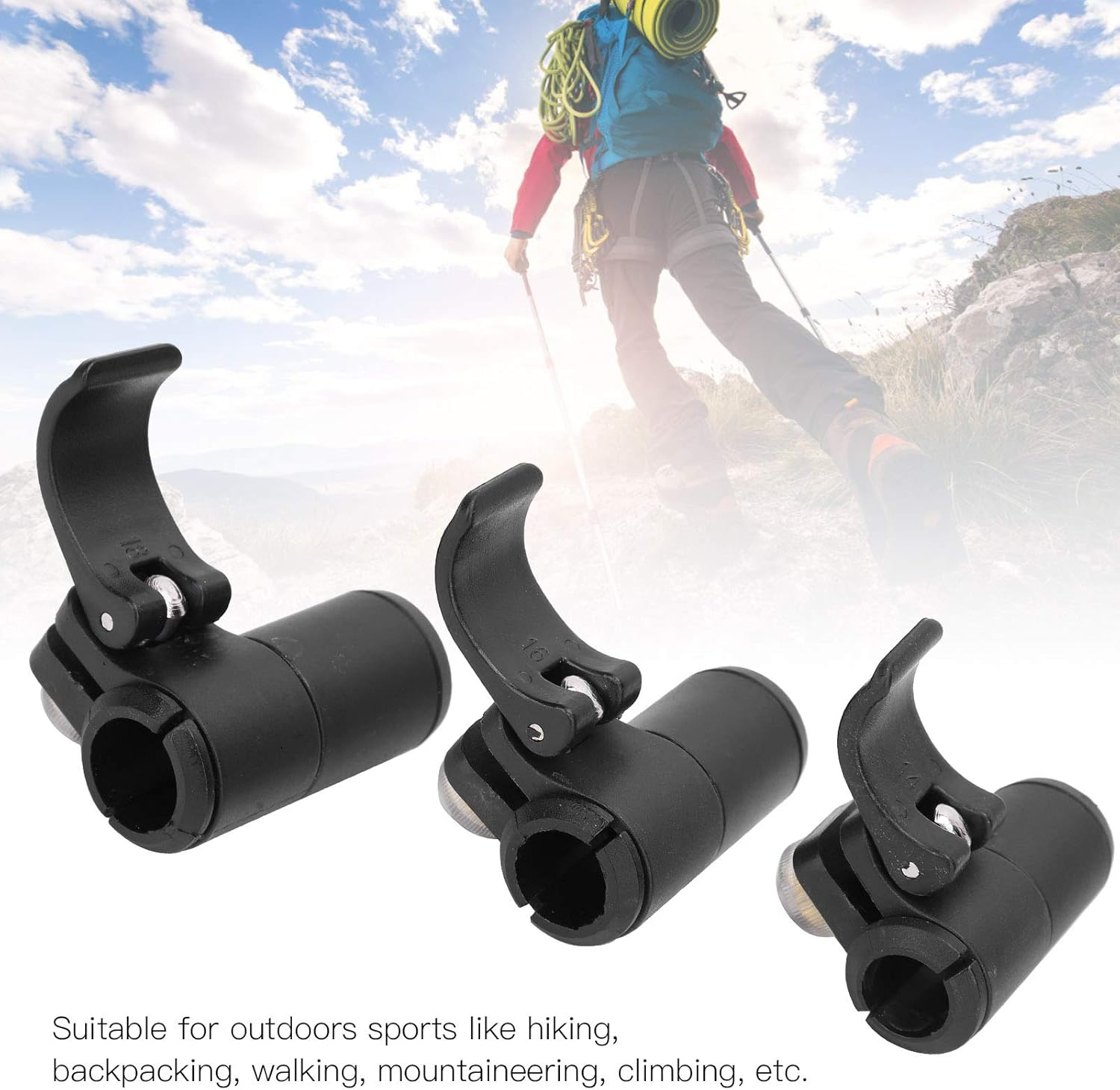 Trekking Pole Lock Rubber 18 16 14Mm Trekking Pole Clip Adjustable Climbing Stick Pole External Lock Walking Stick Quick Lock Walking Pole Accessories for Lightweight Quick Lock Walking Hiking Stick