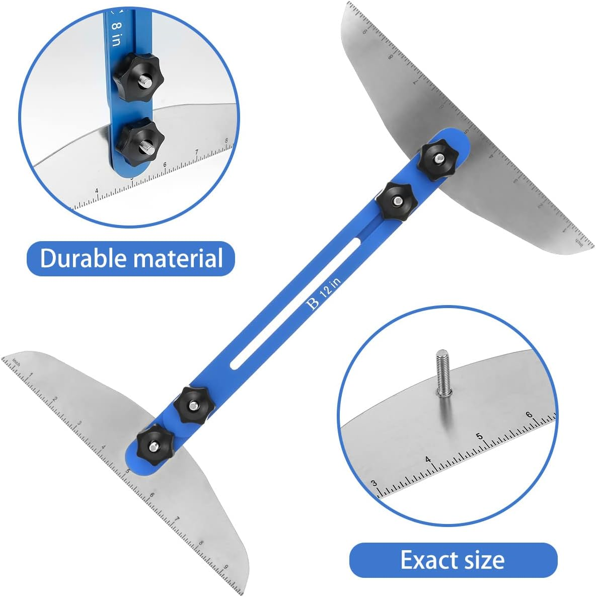 Stair Tread Gauge Template Tool, Adjustable Aluminum Alloy Measuring Stair Tool, 11-60 Inch High Precision Stair Tread Jig for Stairs Risers Partitions Shelf and Cutting Drywall image number 6