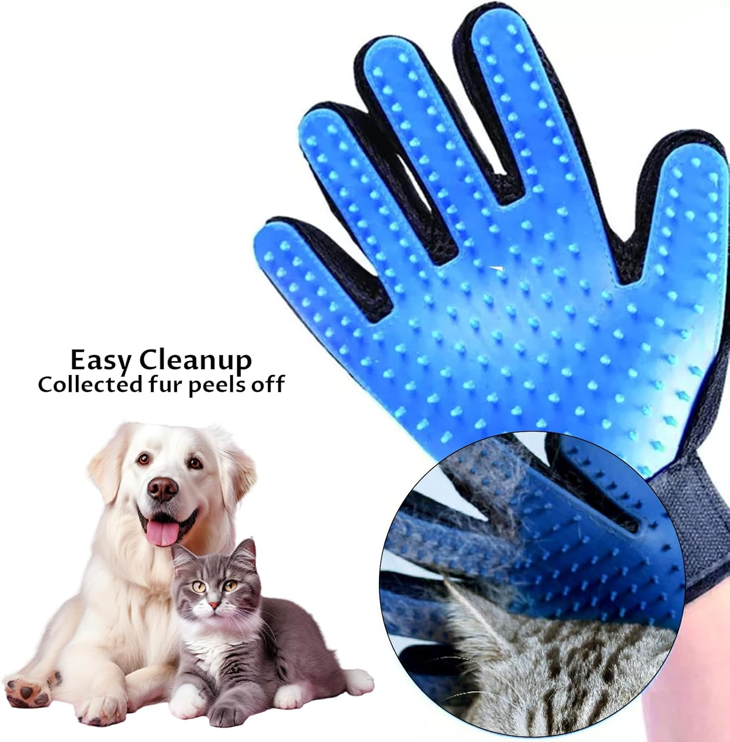 Velmoriah Pet Grooming Gloves, Silicone Hair Removal Gloves for Dogs and Cats, Multi-Function Grooming Mitt for Shedding, Bathing, Massaging image number 4