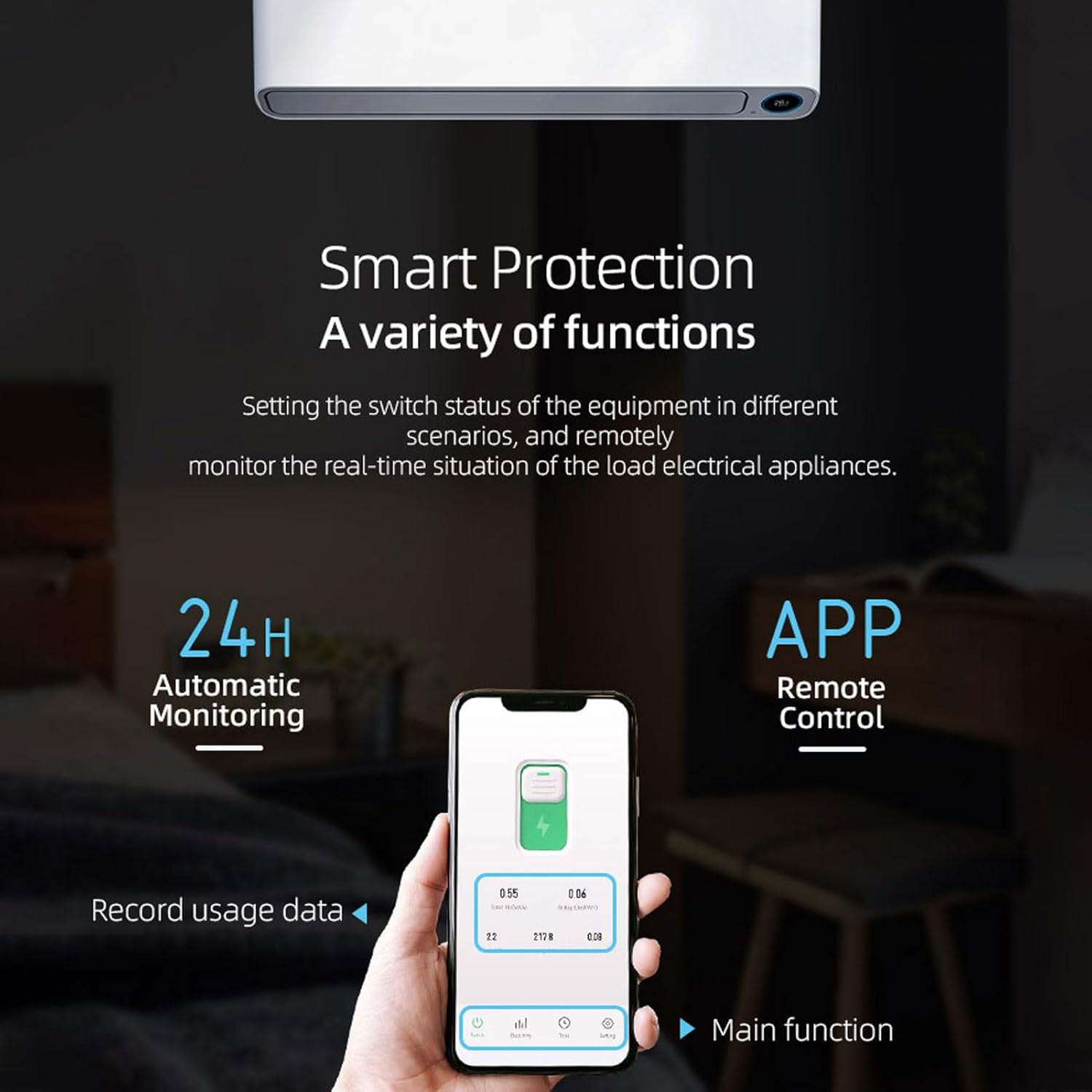 Dpofirs Wifi Metering Circuit Breaker, IP20 Intelligent AC90-300V, 63A, MOSFET, Lever Actuator, Automatic image number 4