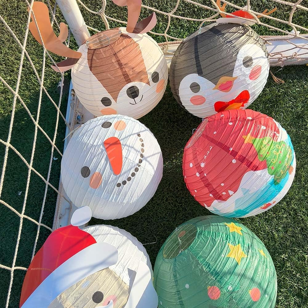 ANJOGIFT 6 Pcs Christmas Hanging Paper Lantern Set Santa Snowman Elk Penguin Lanterns Xmas Party Supplies Home and Birthday Graduation Christmas Decoration Products image number 4