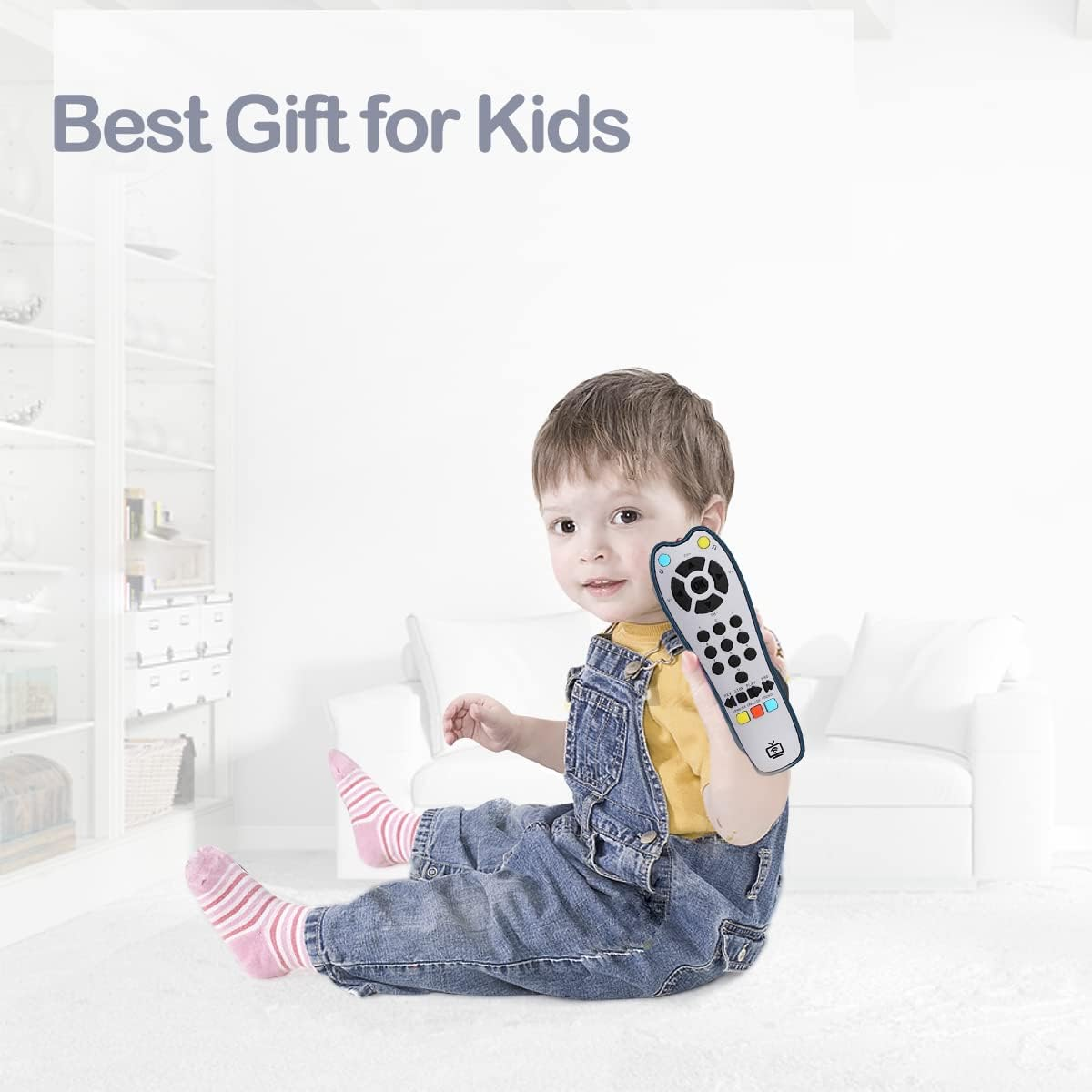 Baby Realistic TV Remote Control Toy with Light and Sound, Upgrade Adjustable Volume, Early Educational Musical Toys with 3 Language English,French and Spanish Gift Toy for 3+ Months Boys or Girls image number 5