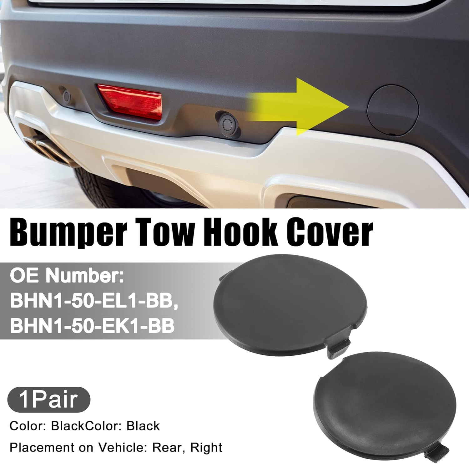 ACROPIX Car Rear Left Right Bumper Towing Tow Eye Hook Cover Cap Fit for Mazda 3 2014-2018 - Pack of 2 Black image number 2