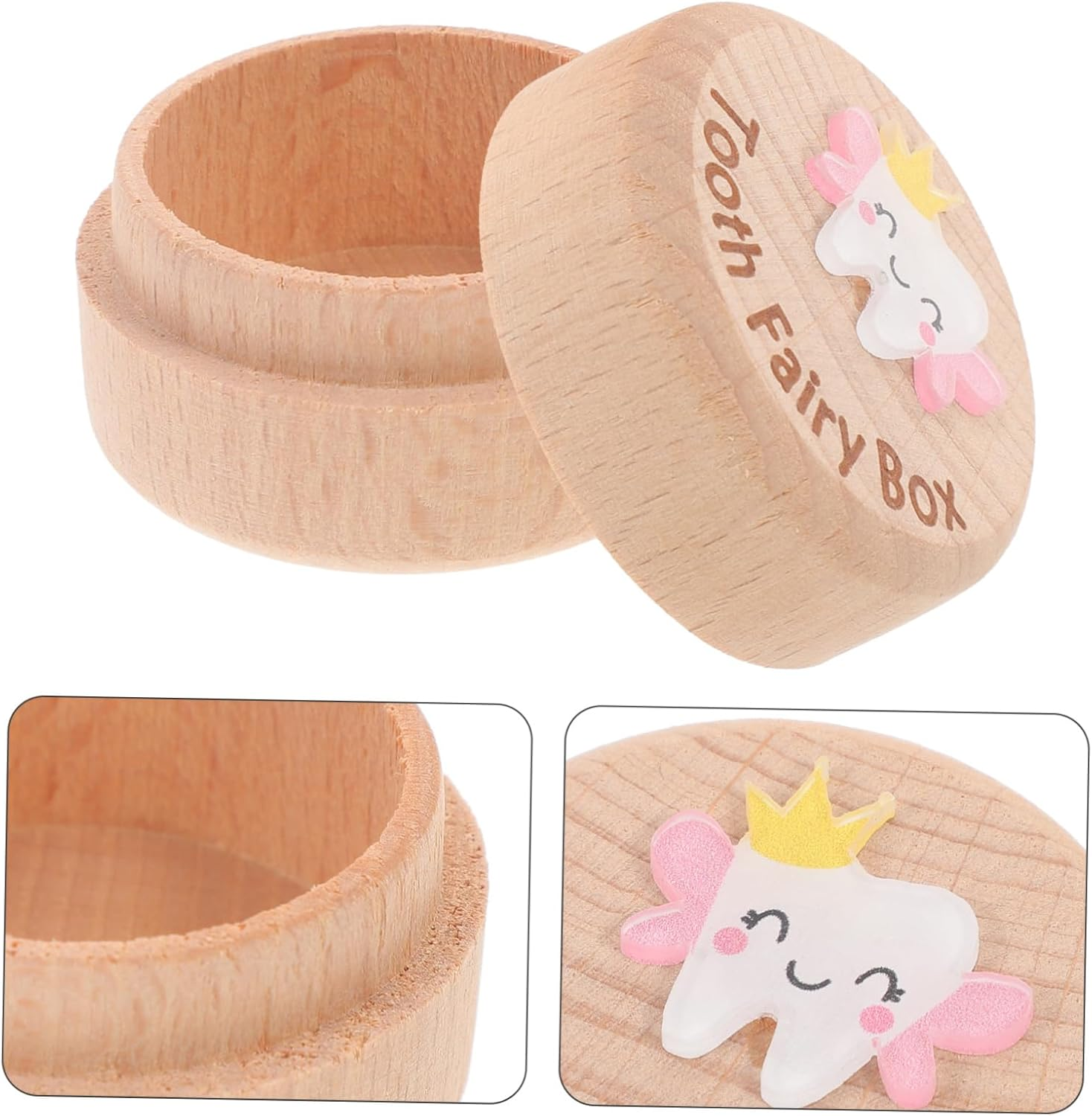 GARVALON Handcrafted Wooden Tooth Box Fetal Hair Saver Boys and Girls Tooth Collector Storage Box image number 6