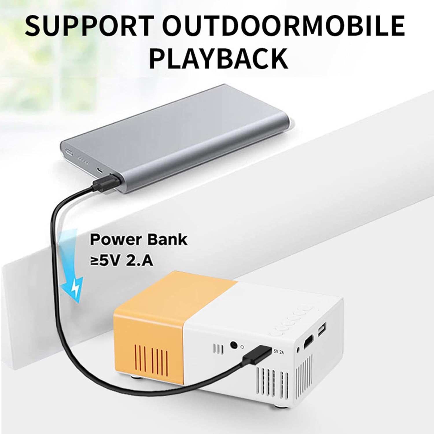 Pomya Mini Projector, Full HD 1080P LED Video Projector, Portable Small Movie Projector, Compatible with Android Wired and Wireless Screen Mirroring, USB HDMI, Auto Correction image number 2