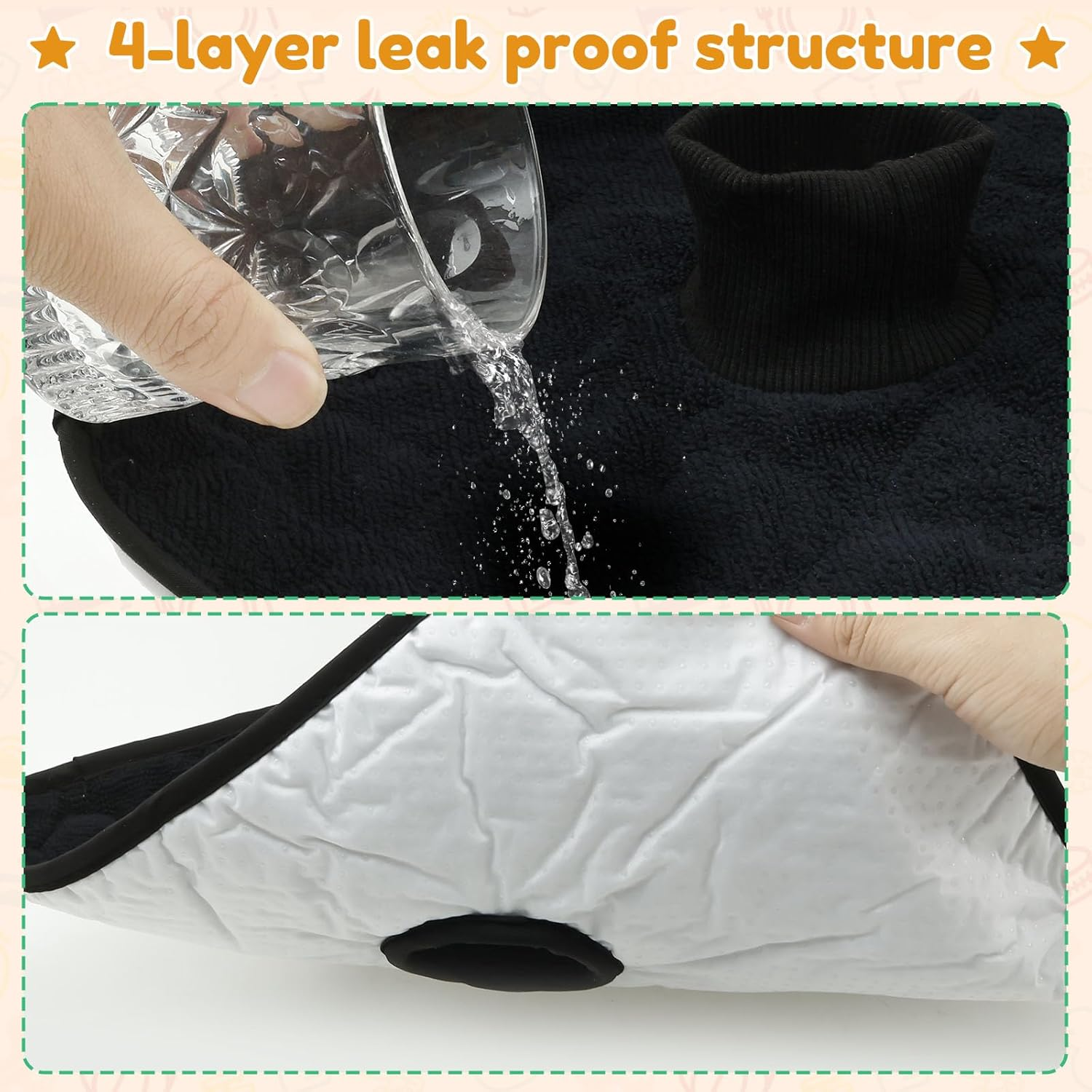 2 Pack Infant Car Seat Protector for Potty Training, Dry Waterproof Car Seat Liner Toilet Training, Reusable Piddle Pads Cover, 4 Layer Leakage Protection Vehicle Seat Liner for Chair (Black) - Light Grey image number 7