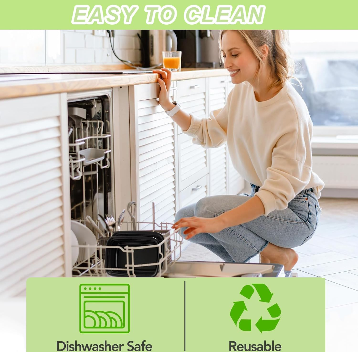 10Pcs Meal Prep Container（ BPA Free ）, 32 Oz Food Storage Containers with Lids, Bento Box Reusable Plastic Lunch Box Containers Stackable Bento, Take-Out Box Microwave Dishwasher Freezer Safe