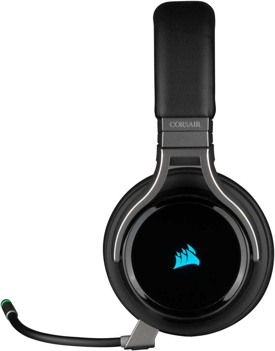 CORSAIR Virtuoso RGB Wireless High&ndash;Fidelity Gaming Headset &ndash; 7.1 Surround Sound &ndash; Detchable Omni-Directional Microphone &ndash; Icue Compatible &ndash; PC, Mac, PS5, PS4, Nintendo Switch, Mobile &ndash; Carbon - Black image number 2