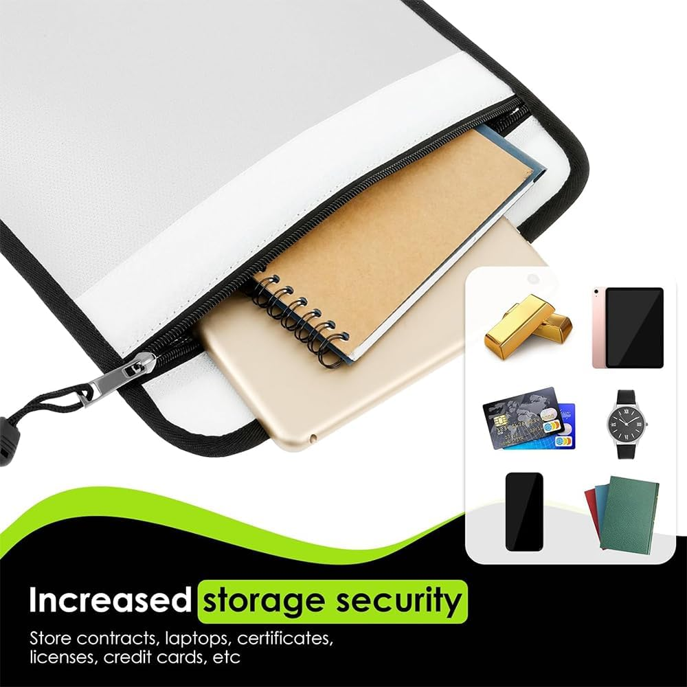 3 PCS Gray Fireproof Waterproof Money Important Document Bag(2000℉), for Fire Proof Money Bag for A4 A5 Documents Holder,File,Cash,Jewelry,Passport,Tablet,Laptop image number 6