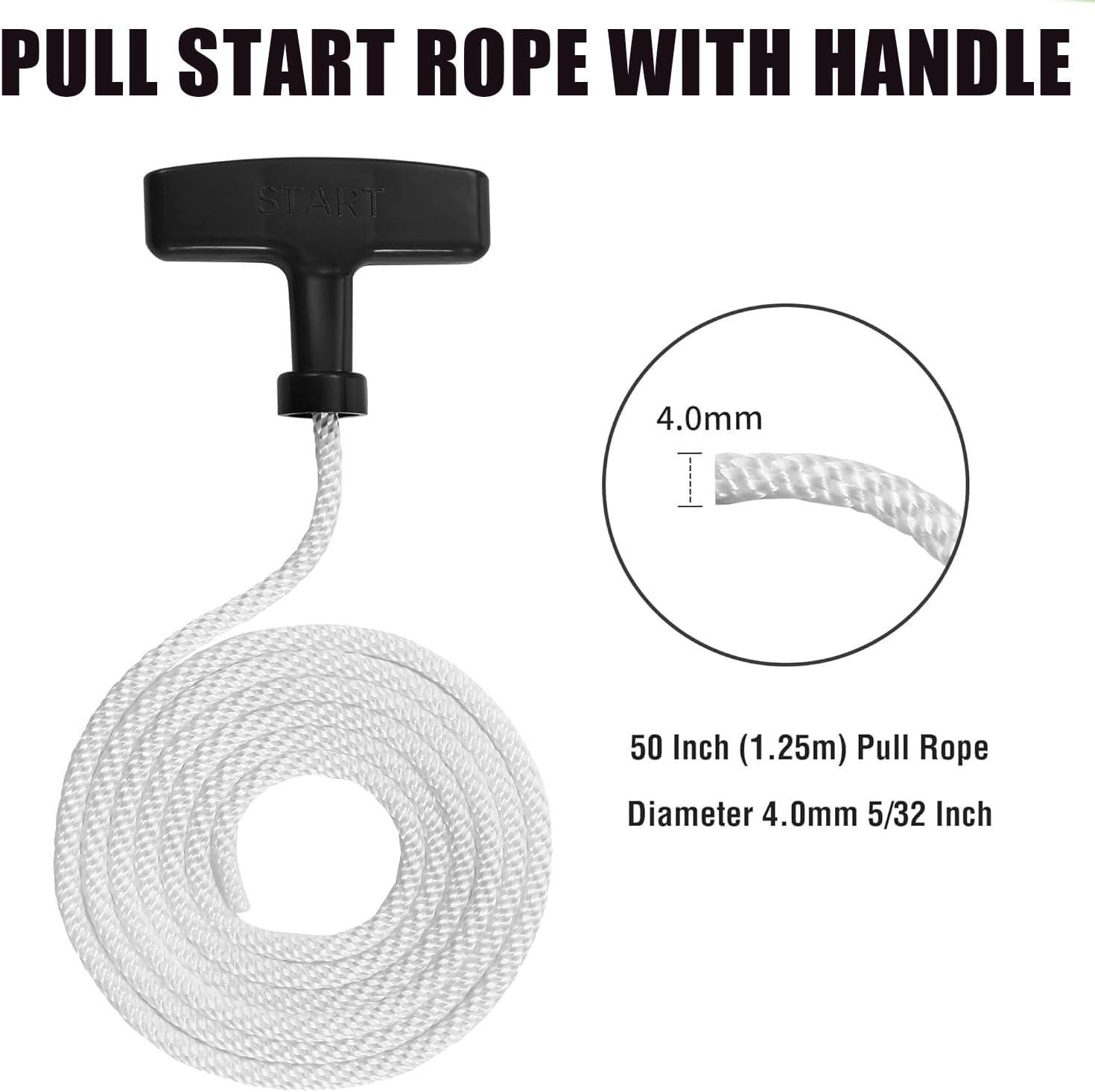 5-Piece Set of 3.9-Foot Drawstring with Recoil Starter Handle, Compatible with Honda GX160 GX200 GX240 GX270 4.0Mm Drawstring, Lawn Mower, String Trimmer, Generator, Small Engine