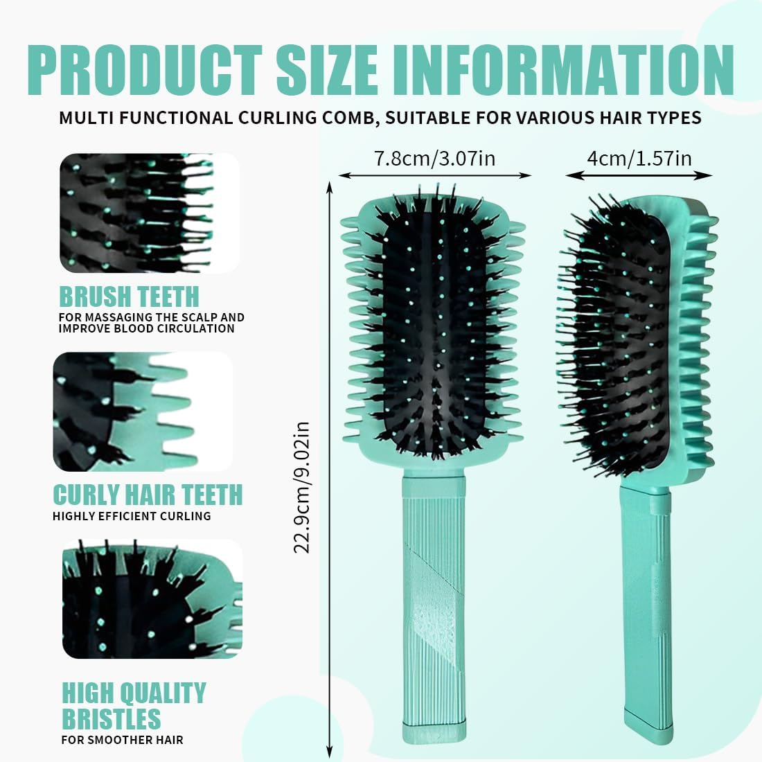 JAWUZ Curl Defining Brush, 2025 Improved Curly Hair Brush, Hair Brush Curls, Versatile Curling Brush, Curl Brush for Women, Curly Hair, Hair Care (Green)