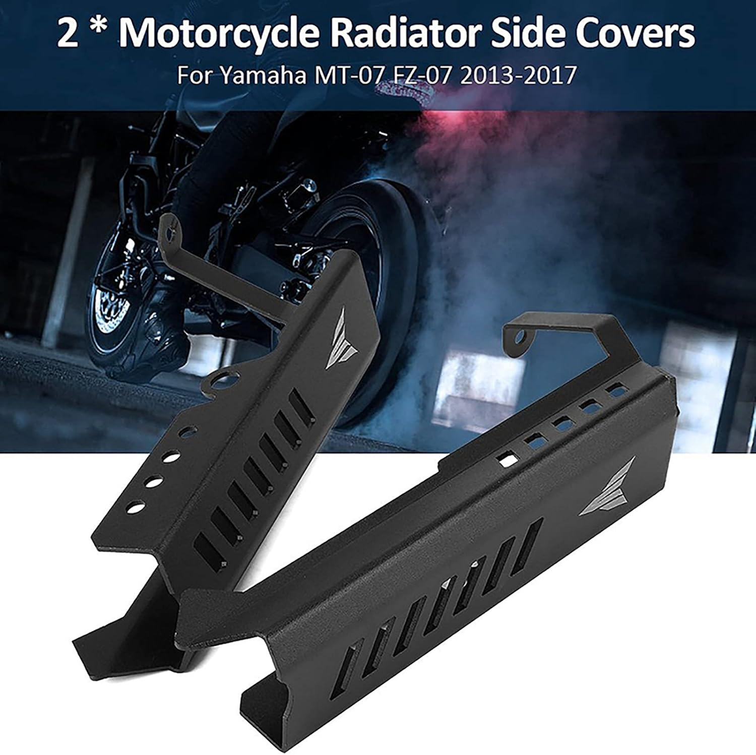 Motorcycle Radiator Grille Guard Protector Side Cover Radiator Cooling Tank Side Guards Cover Protector for YAMAHA MT09 MT-09 FZ09 FZ-09 2013 2014 2015 2016 2017(Black) - Blue image number 4