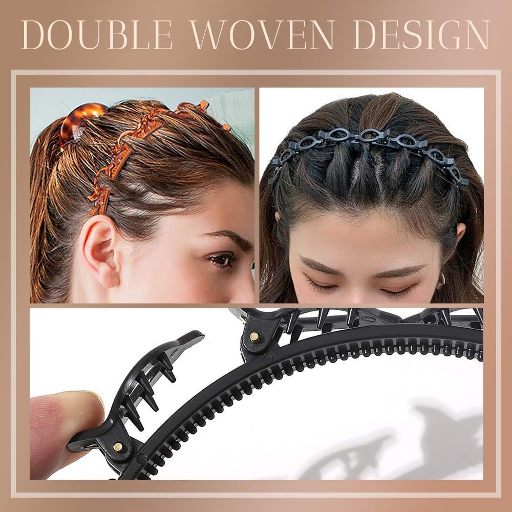 Pack of 6 Premium Hair Bands with Girls, Headbands with Clips Hold for Pony & Curls Twist Styling Headband for Women & Girls Headband with Safety Clips in Black image number 1