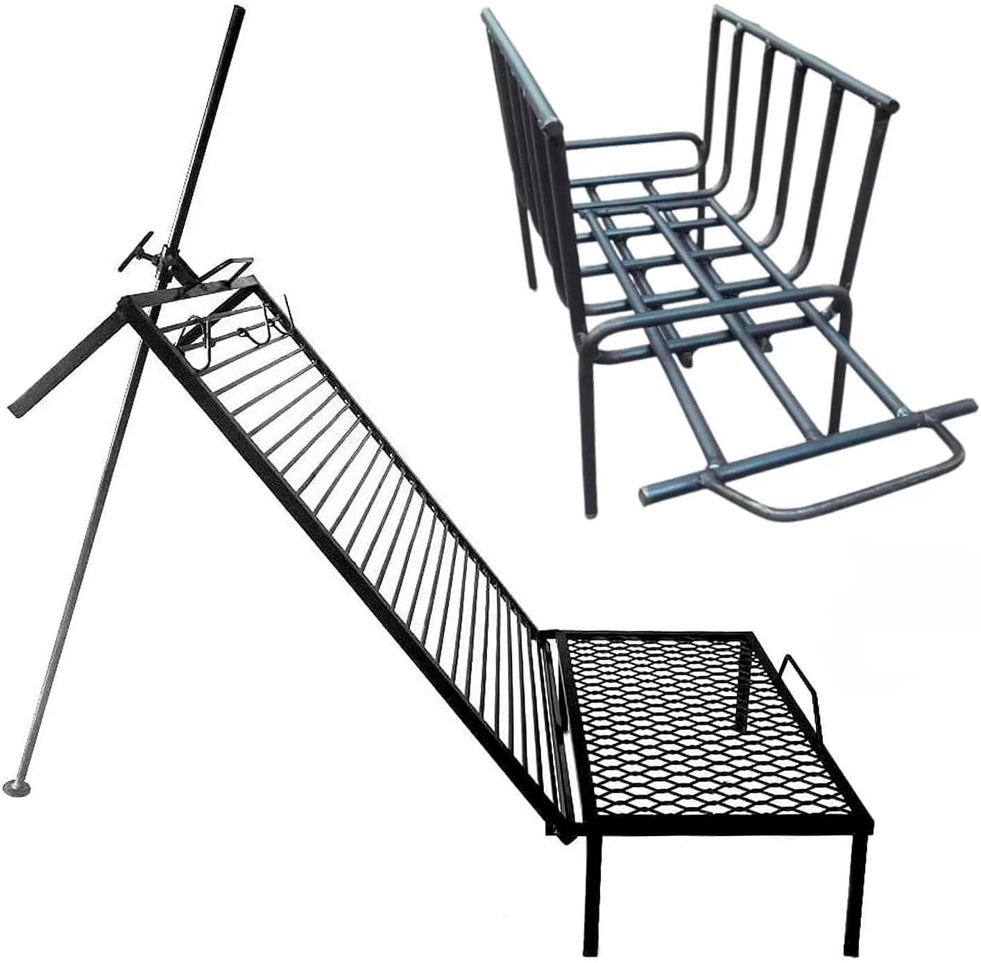 Premium Argentine Grill - Iron Argentina Grill - BBQ Parrilla Asador- Grill with Built-In Stake + Brazier (40 X 20 Inches) image number 4