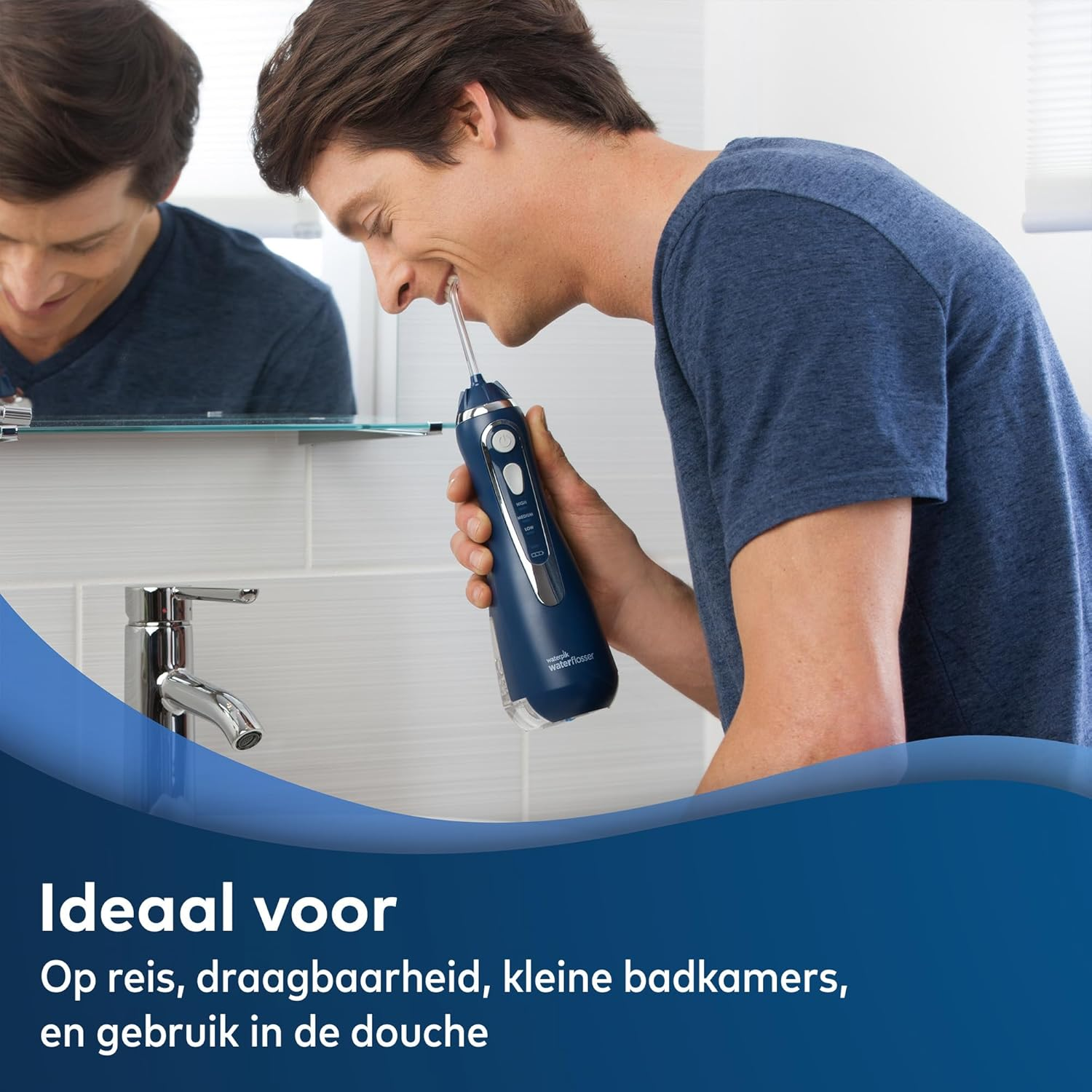 Waterpik Cordless Advanced Cordless Oral Irrigator, 4 X Attachments, Pressure Range Adjustable (3.1 to 5.2 Bar) via 3 Pressure Settings, Induction Charging System, Blue image number 1