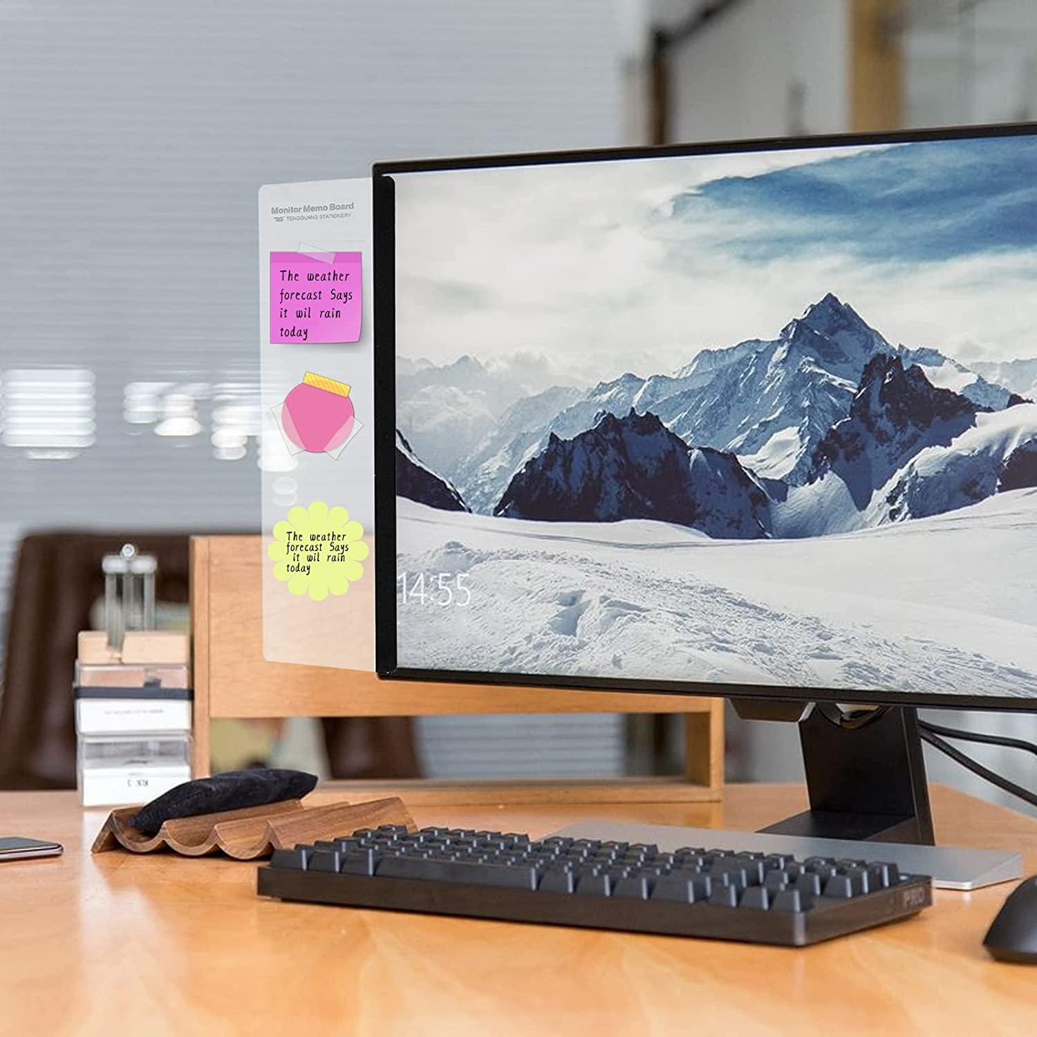 Office Desk Accessories 2Pcs Multifunction Computer Monitor Memo Board - Transparent Computer Side Panel Memo Creative Monitor Side Panel Suitable for Office Home Desktop image number 3