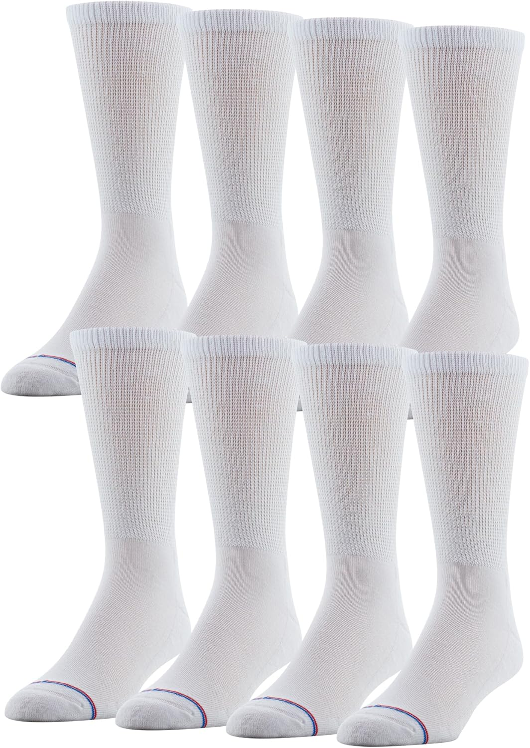 Medipeds 8 Pair Diabetic Crew Socks with Non-Binding Top