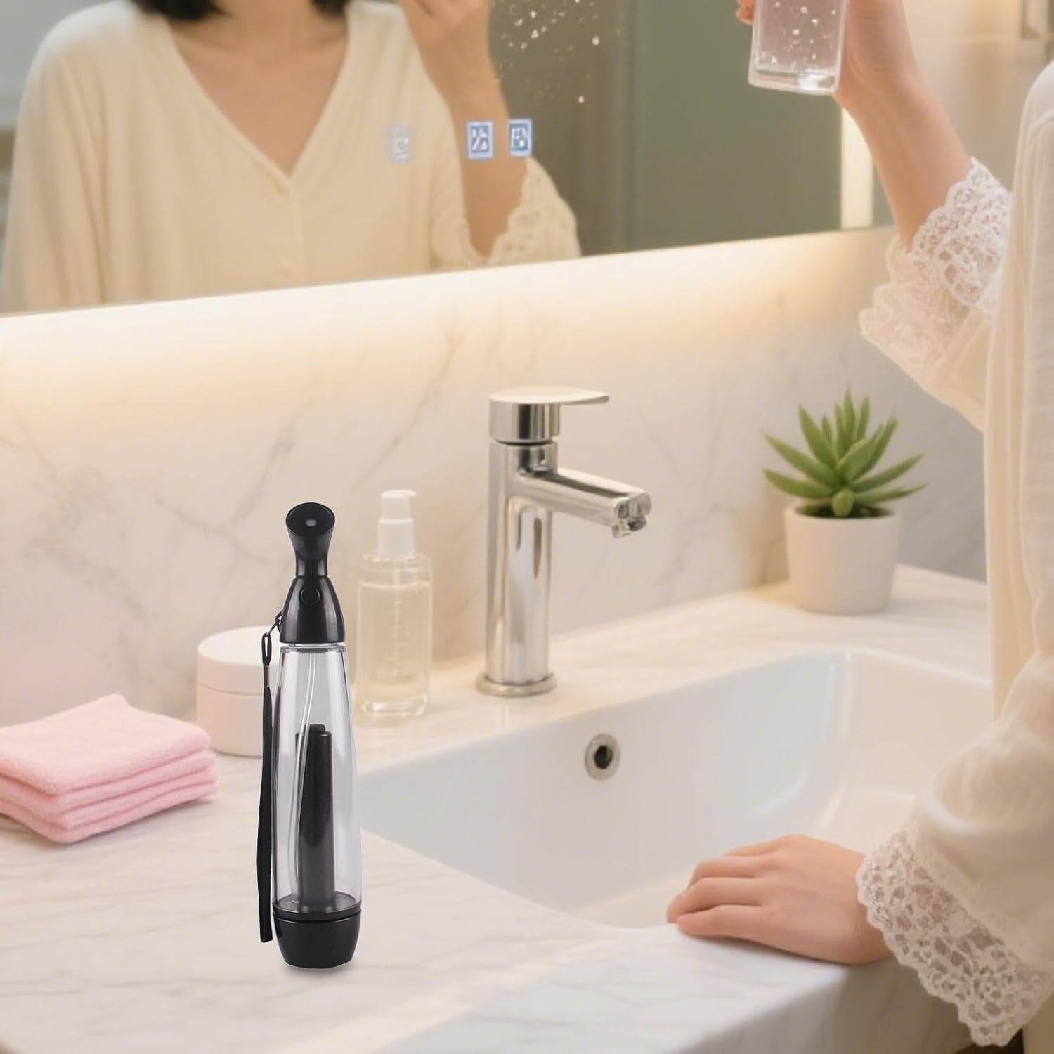 Folpus Summer Mister Spray Bottle Pump Mister Face Moisturizing Portable Misting Sprayer Personal Cooling Device for Hiking Outdoor, Black image number 2