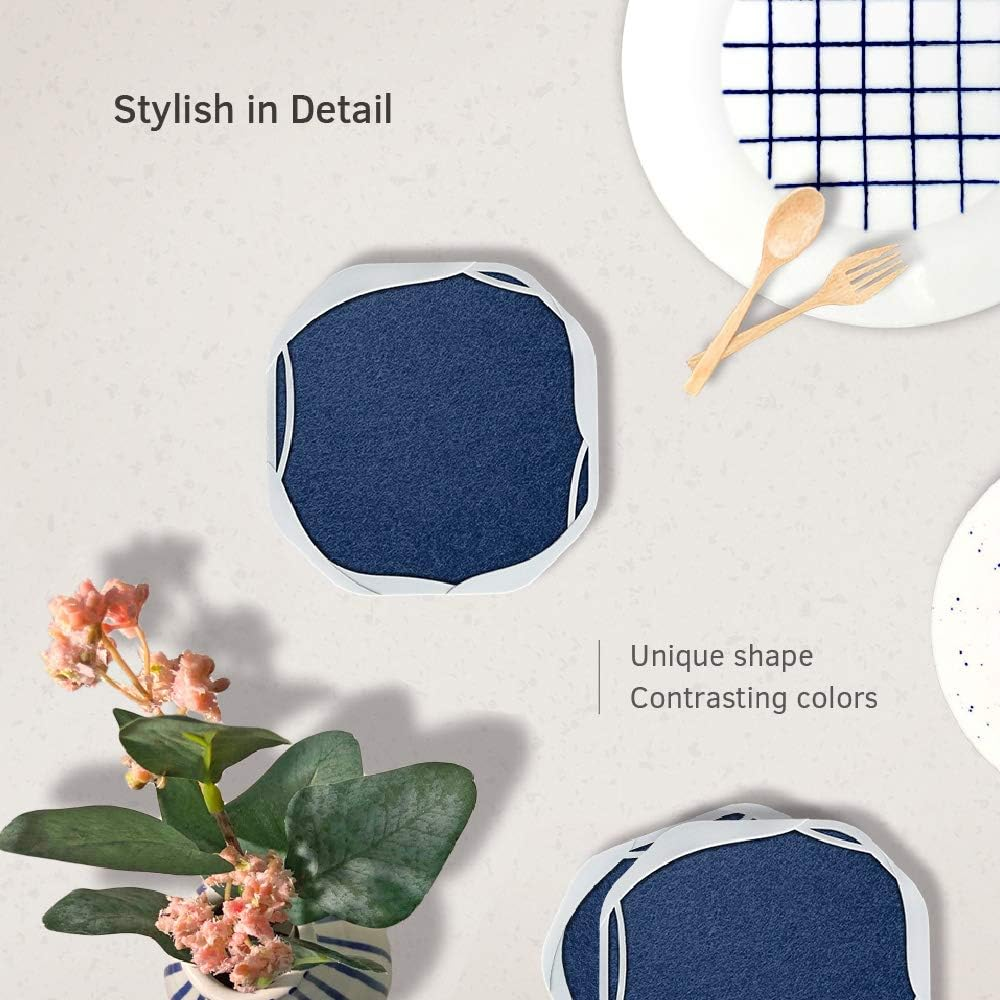UMIRRO Cool Coasters for Drinks Absorbent | Protect Furniture from Water Damage and Scratch, Big Size Holds All Types of Glass for Drinks, Stay Put, Leak Proof, Non Slip Function | Navy Blue Set of 4 image number 1