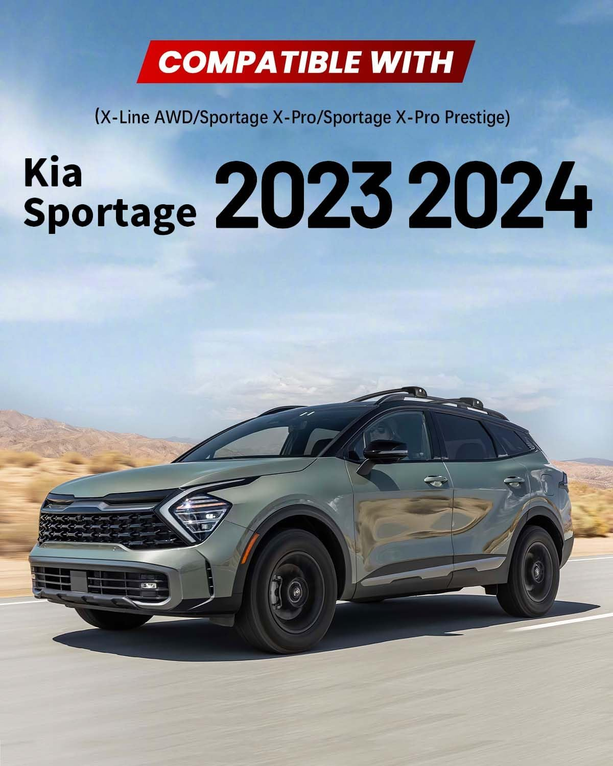 Car Roof Rack Cross Bars Compatible with KIA Sportage X-Line Awd/Sportage X-Pro/Sportage X-Pro Prestige 2023-2024 with Lock for Rooftop Cargo Carrier Luggage Kayak Canoe Bike Snowboard image number 4