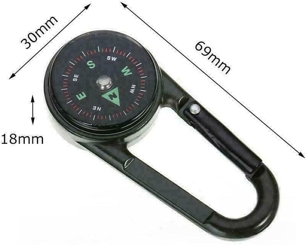 3 in 1 Multifunctional Compass Thermometer Hiking Tactical Carabiner Keychain for Camping, Hiking,Travel image number 4