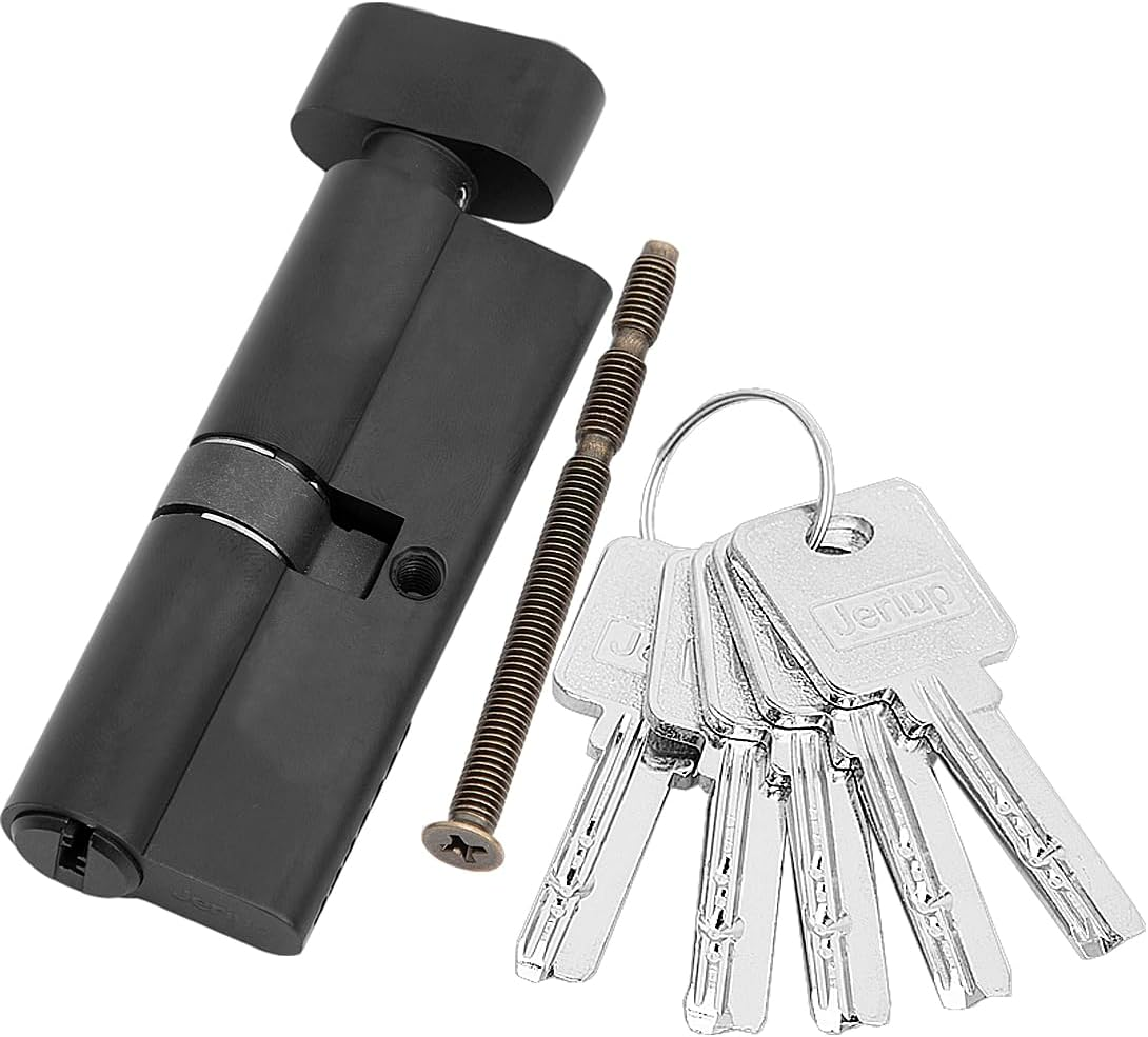 80Mm (35/10/35) Oil Rubbed Bronze (Black Color) Euro Cylinder with 5 Keys (Dimple), Single Open Copper Cylinder, Suitable for Wooden, Composite, UPVC or Aluminium Doors with a Euro Profile