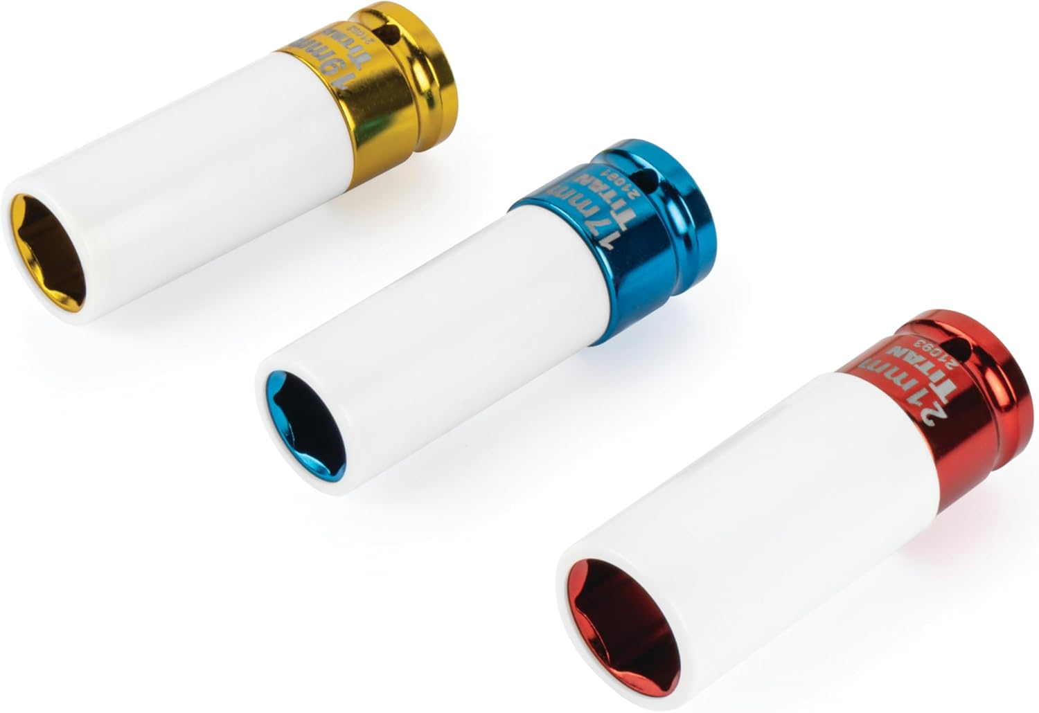 Titan 21183 3-Piece 1/2-Inch Drive Non-Marring Impact Deep Lug Nut Socket Set, Includes 17Mm, 19Mm, and 21Mm image number 2