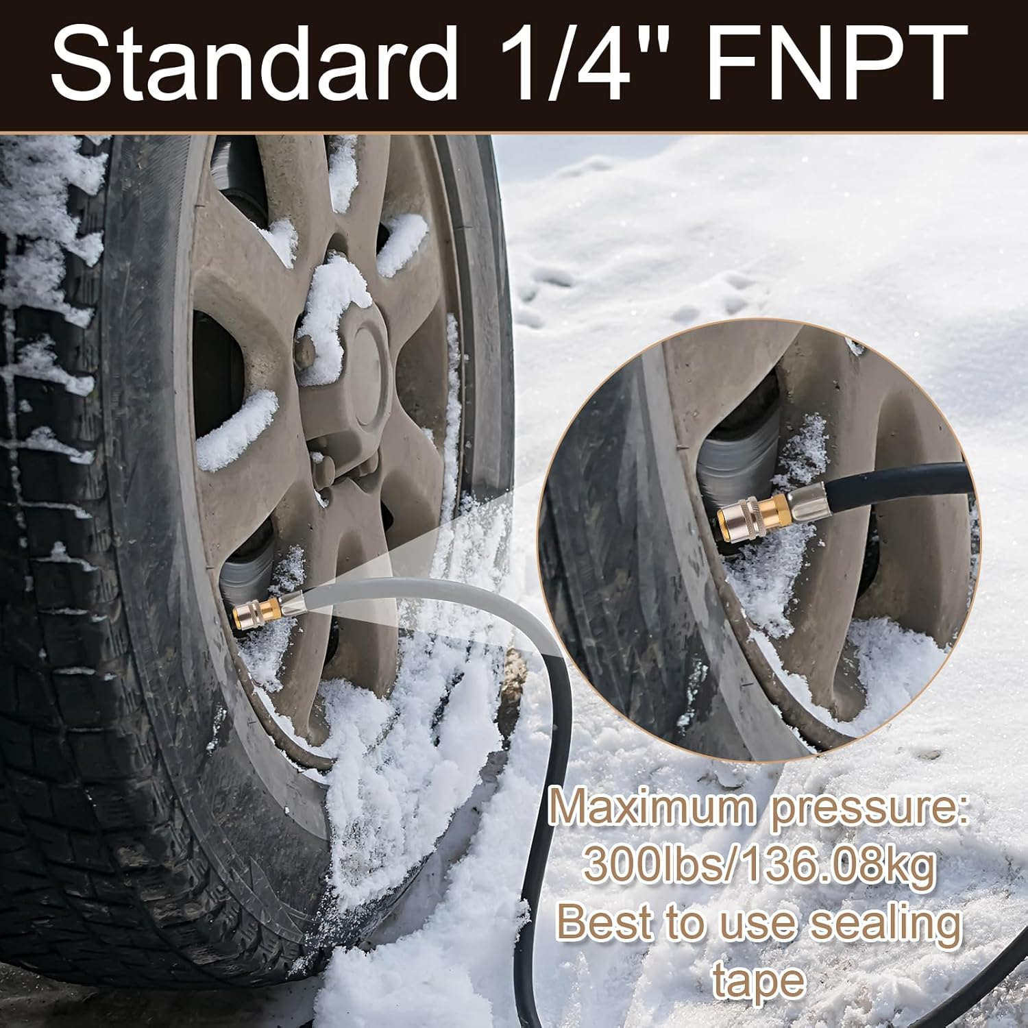 NQEUEPN 2Pcs Lock on Air Chuck, 1/4 FNPT Locking Tire Inflator Chuck anti Leakage Tire Air Chuck Heavy Duty Closed Flow Brass Tire Chuck Tire Inflator Connector for Air Compressor image number 2