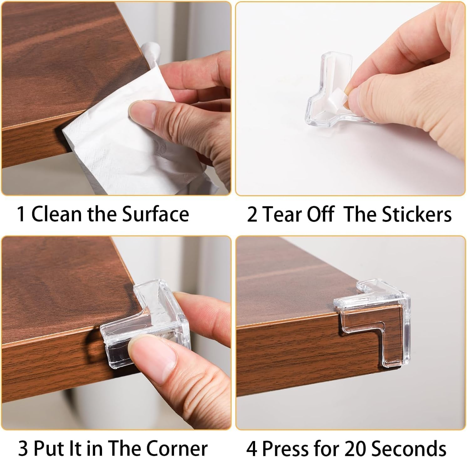 Clear Baby Proofing Corner Protectors - Invisible T, round & L Shape Edge Guards for Table and Furniture, Child Safety Kit to Cover Sharp Corners (30-Pack) image number 2