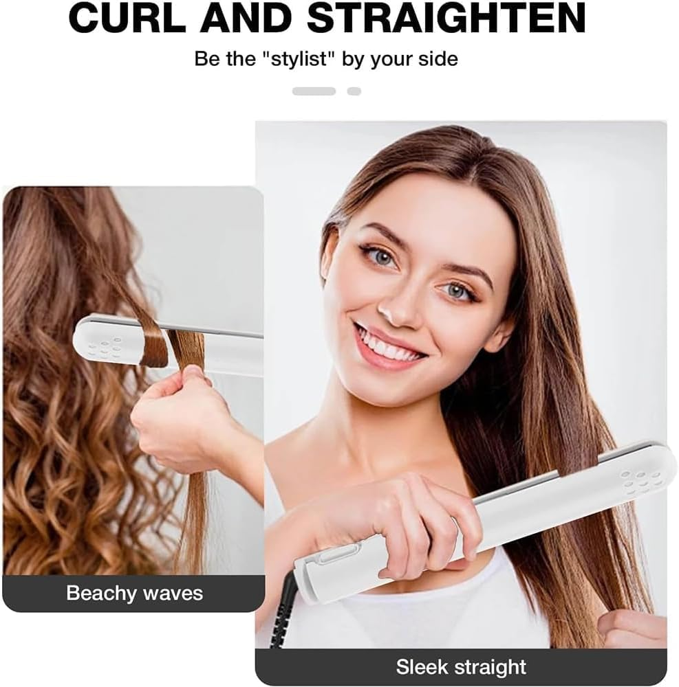 Mini Dual Purpose Curling Iron, 2025 Upgrade Mini Curling Wand and Flat Iron, Curling Iron Hair Straightener Curling Iron, Portable Travel Curling Wand for Short and All Hair Types (Pink) - Green image number 3