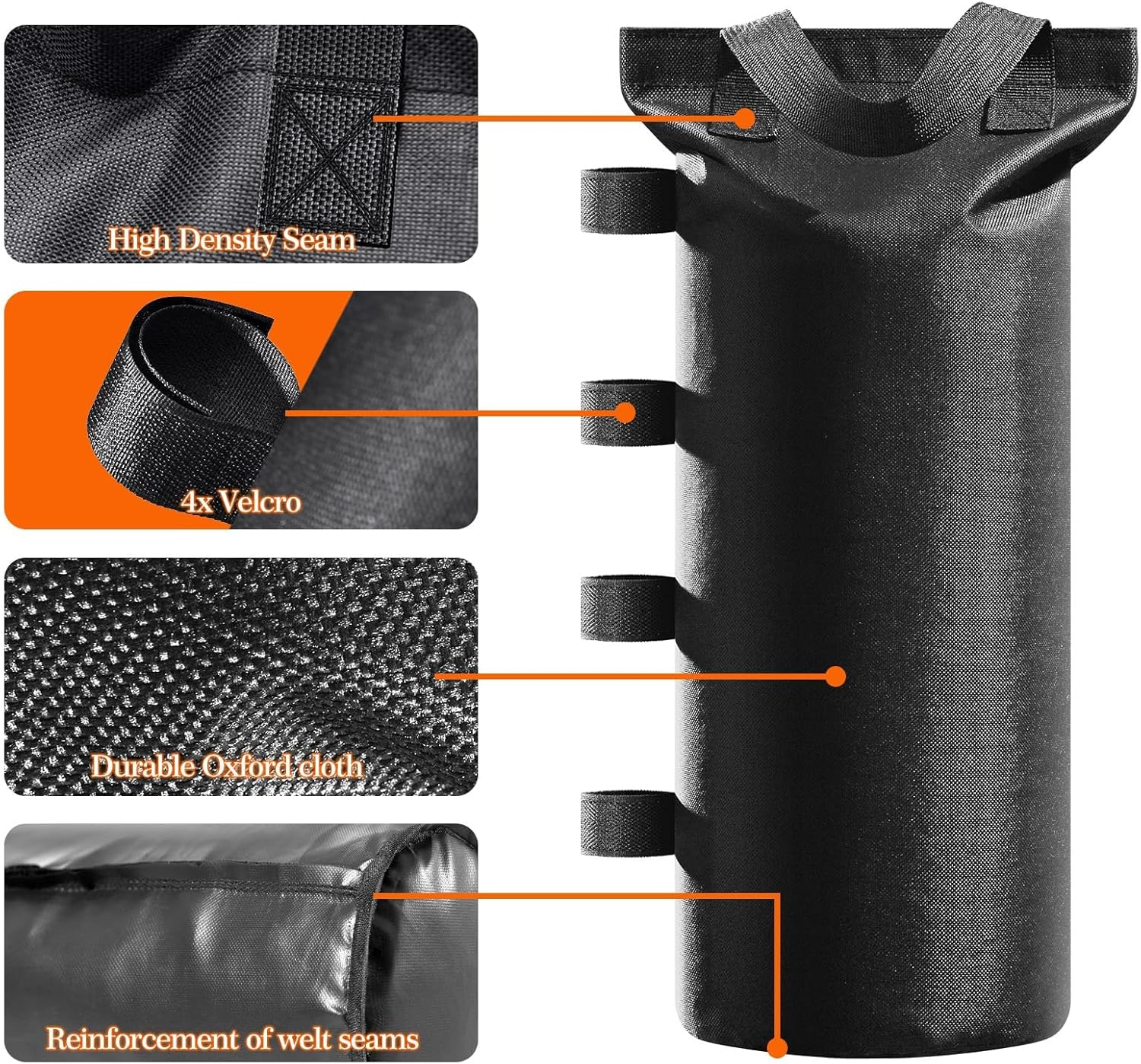 Canopy Weights (130 LBS) Set of 4, Tent Weights Sand Bags for Canopy Legs,Heavy Duty Bags for Outdoor Advertising Tent Shade Fixed Windproof Sandbags(Without Sand,Black) image number 6