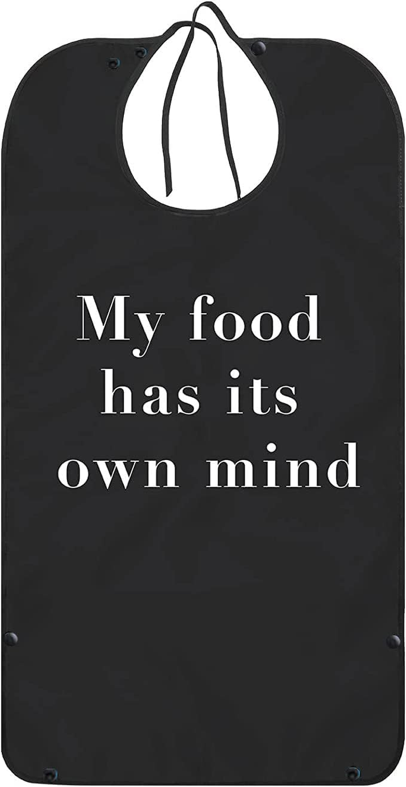 Adult Bibs with Crumb Bib Adjustable Eating Clothing Protectors (Black, 1 PC) image number 5