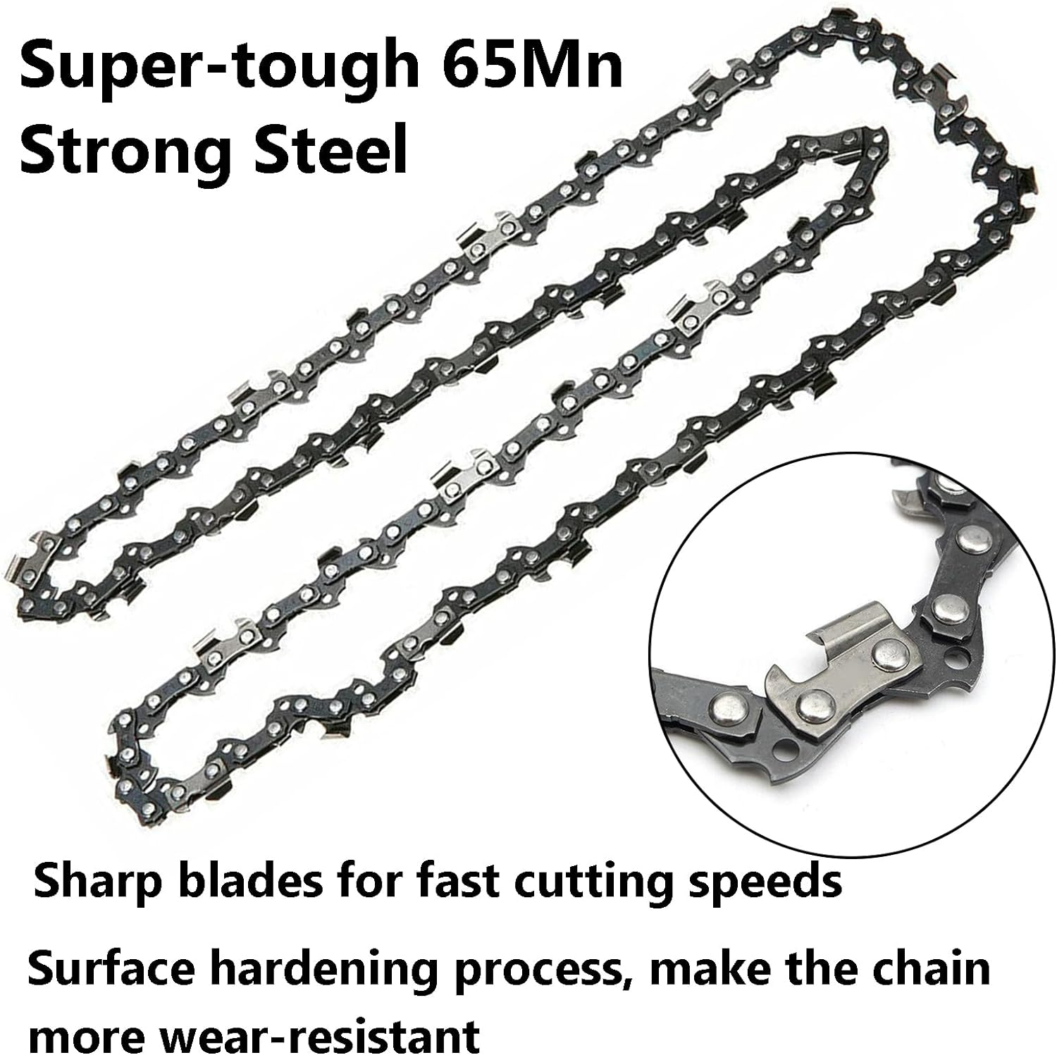 Acbbmns 3Pcs 14" Chainsaw Chains Blade Saw Replacement Semi Chisel, 3/8" Pitch .050" Gauge, 52 Drive Links image number 6