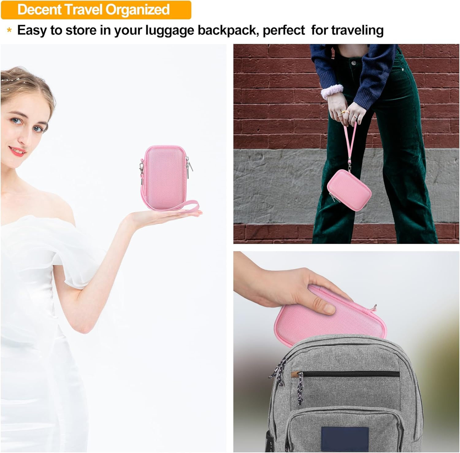 Elonbo Camera Carrying Case for Sony RX100 VII/ RX100 VI/ RX100 V/ RX100 IV/ RX100 III Compact Digital Camera, Sony Vlogging Camera Travel Bag, Sony Video Streaming Camera Storage Holder. Pink - Blue image number 6