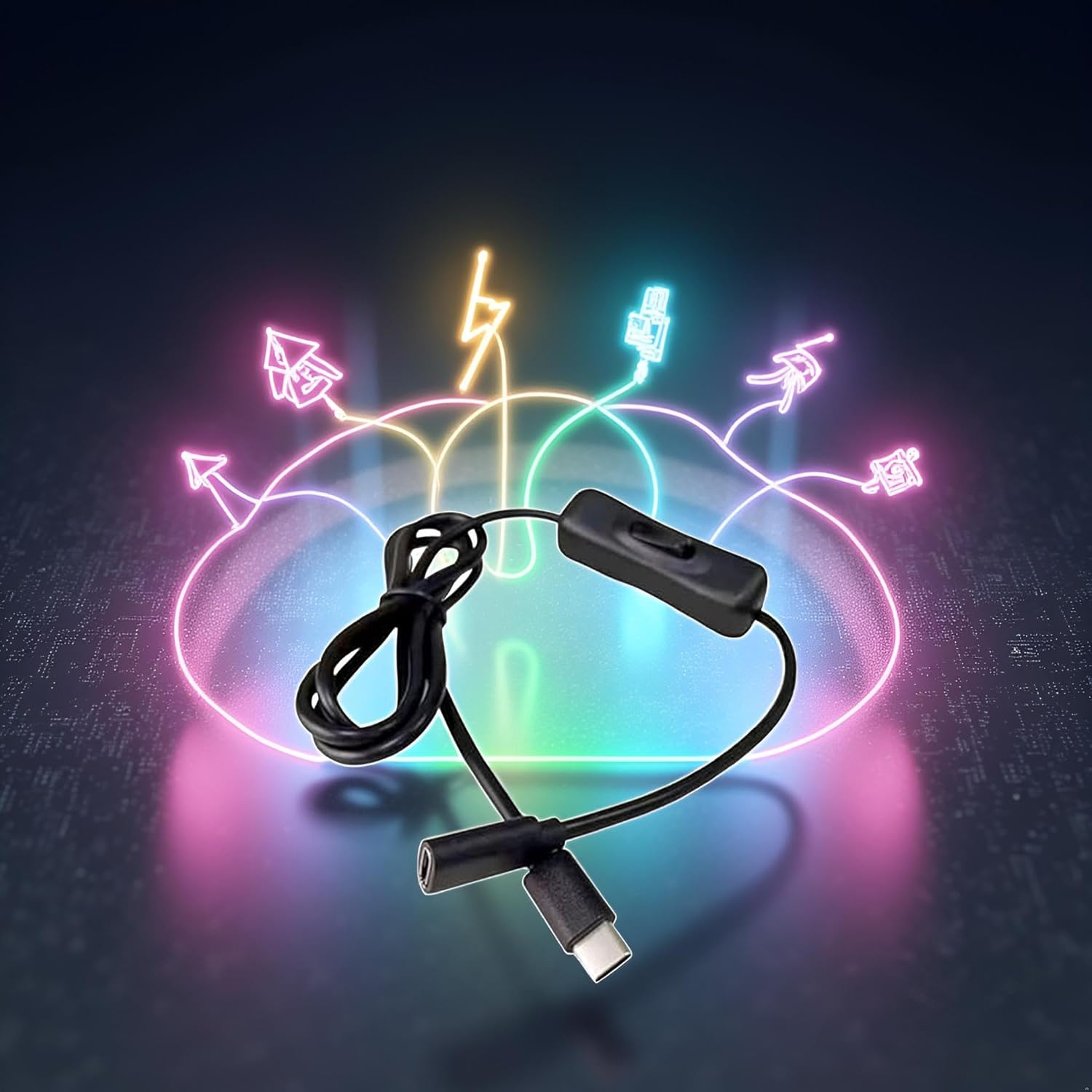 Black USB C Extension Cable with On/Off Switch Perfect for Charging and Data Transfer on Any Type C Device Type C Male to Female Cable Home Audio Accessories Cables and Interconnects image number 1