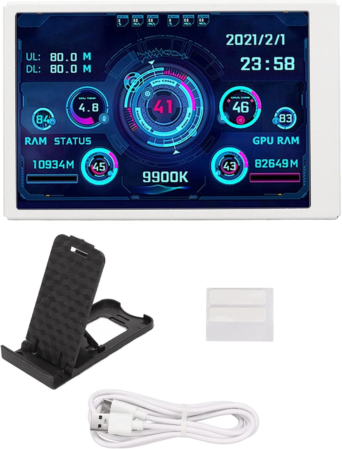 Mini Monitor, 3.5In Computer Secondary Screen CPU Temperature Monitor, PC Sensor Panel Display, IPS Full View Display Small Screen for AIDA64 PC CPU RAM Hard Disk Data Monitor image number 2