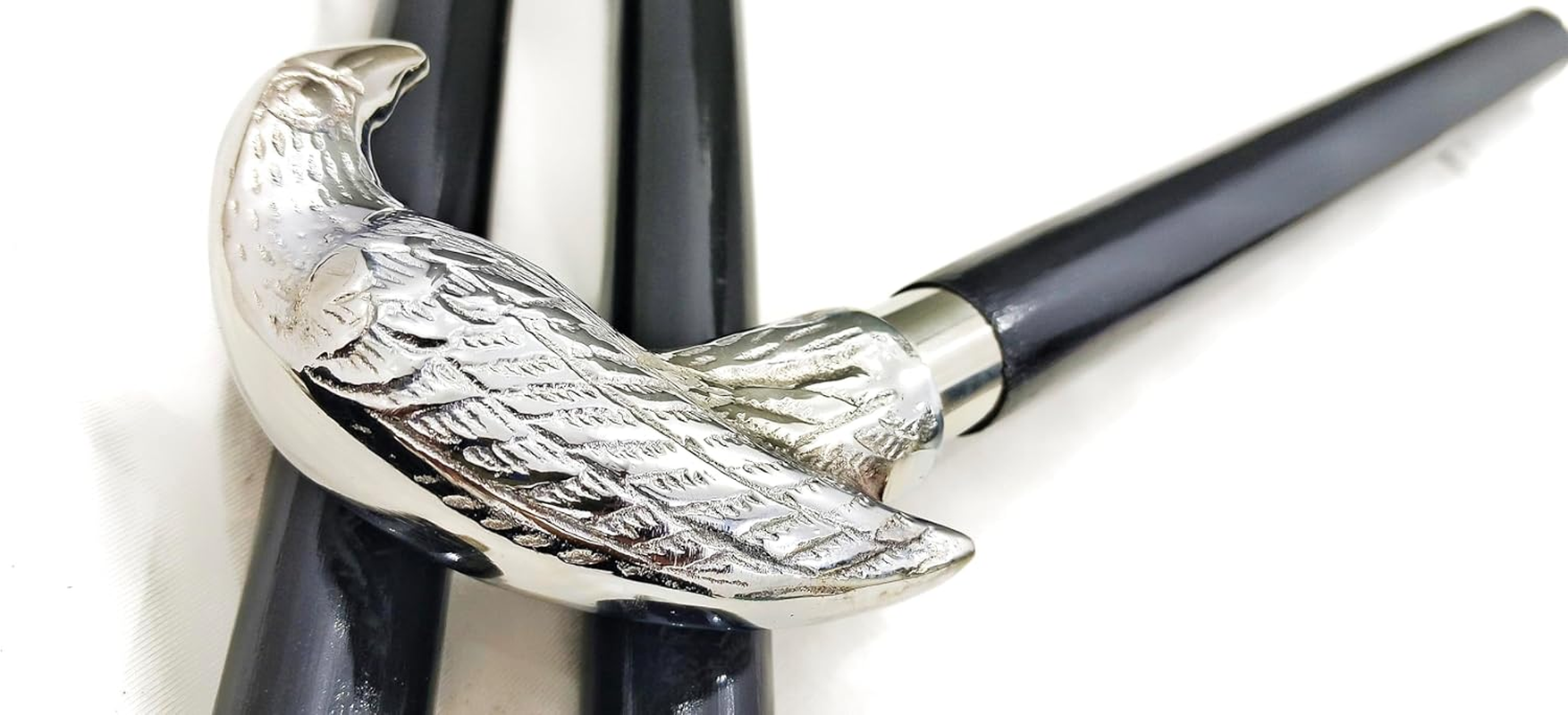 Generic Edgar Allen Poe'S Mystic Raven Gothic Walking Stick Swagger Cane, 38 Inch, Rosewood, Silver Nickel Plated Handle Black Cane Grandparents Unisex Gift (Raven) image number 1