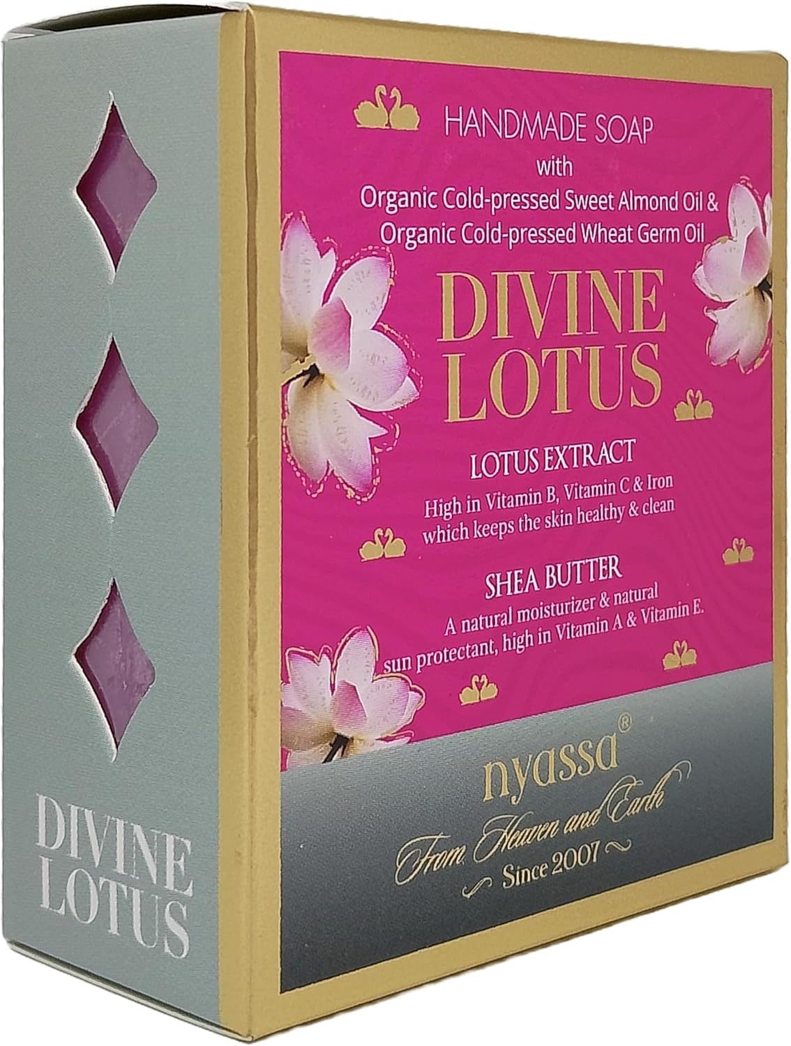 Nyassa Divine Lotus Handmade Soap with Natural Ingredients like Lotus Extracts and Almond Butter Floral Fragrance. No Paraben, Cruelty Free (150Gm) image number 4