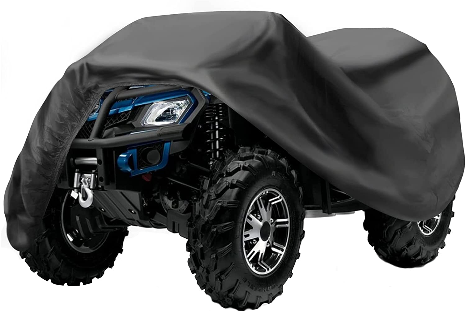 ATV Cover Waterproof, Heavy Duty Windproof Quad Covers, All Weather Protection 4 Wheeler Covers Fit for Kawasaki, Honda, Polaris, Yamaha, 86'' (Black, XXL) image number 2
