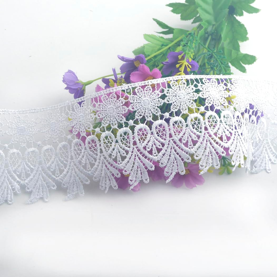Kuasting 7.5 Yards Floral Lace Edge Trim 9CM Tassel Lace Trim Width Europe Chips Pattern Inelastic Embroidery Lace Trim for Sewing Making, DIY Crafts, Gift Wrapping, Wedding Decor (White) - Dark Coffee image number 5