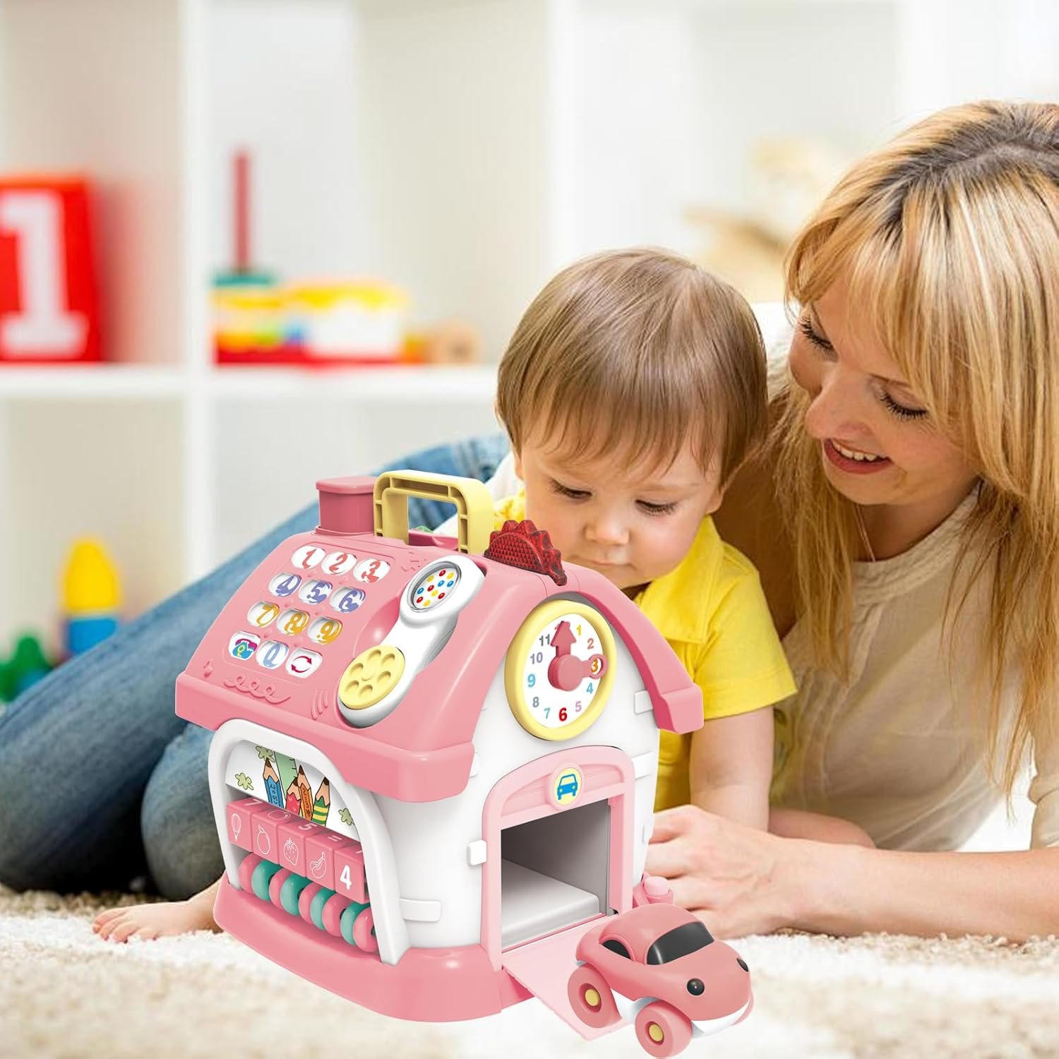 Montessori Toys for 1+ Year Old Girls,Baby Musical Toys for Toddler 8 in 1 Multi-Functional Smart Learning House,Educational Toys for Kids,First Christmas and Birthday Gifts for Baby Girls (Pink) image number 3