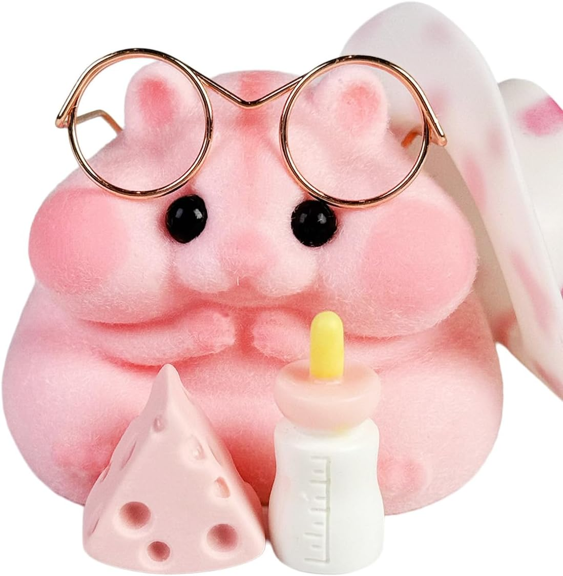 Handmade Taba Squishy Hamster Toy, Cute Squishy Hamster Fidget Toy, Realistic Hamster Toy, Soft Silicone Mochi Furry Toy, Stress Relief Gift for Adults & Kids, Sensory Anxiety Plushie (Pink)