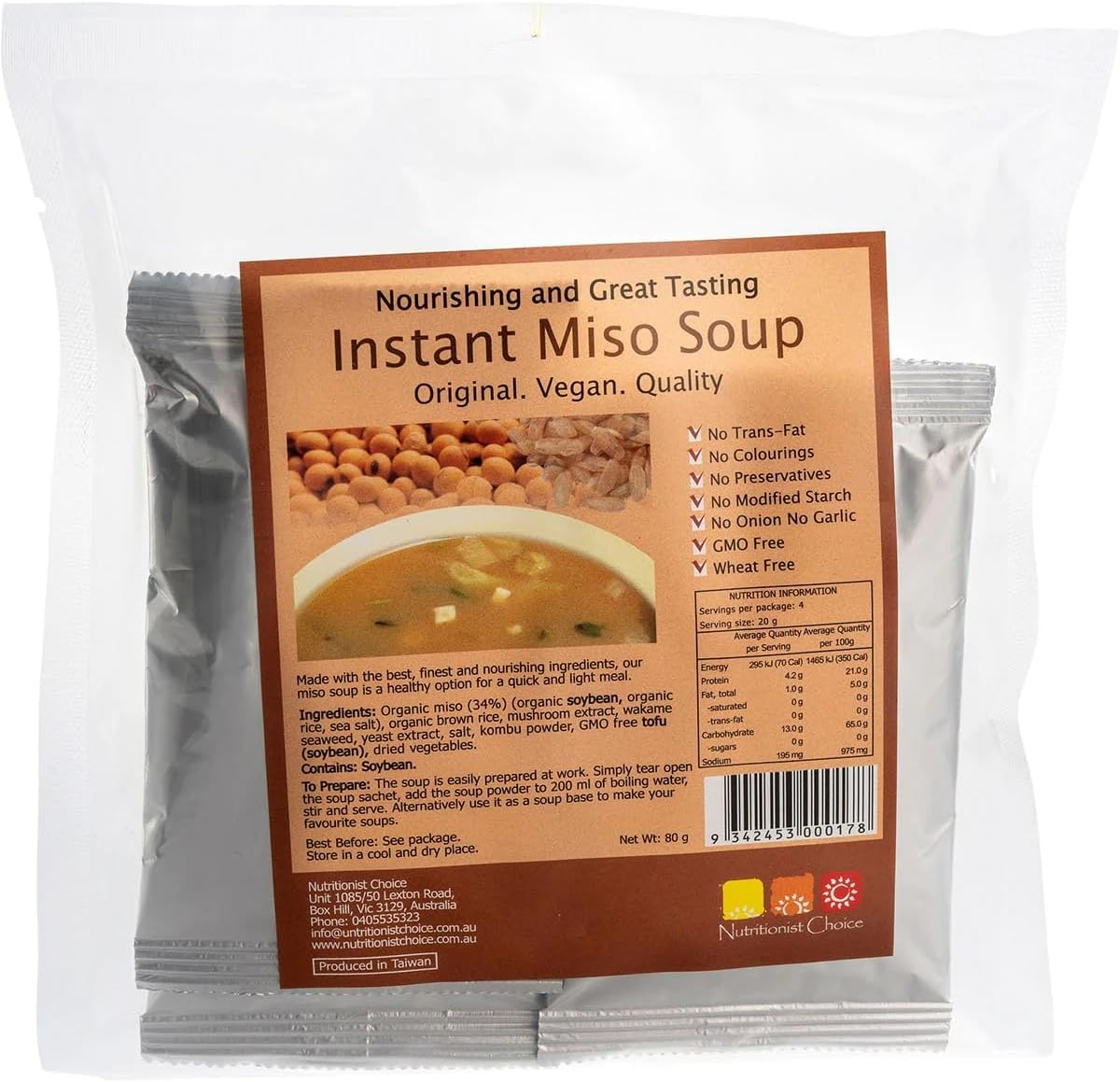 Nutritionist Choice Instant Miso Soup, 4 X 20G