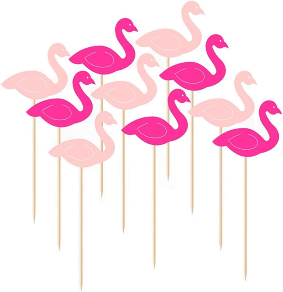50Pcs Flamingo Cupcake Toppers Cake Decorations Food Picks Cocktail Picks for Theme Luau Hawaiian Birthday Wedding Summer Party Supplies image number 3