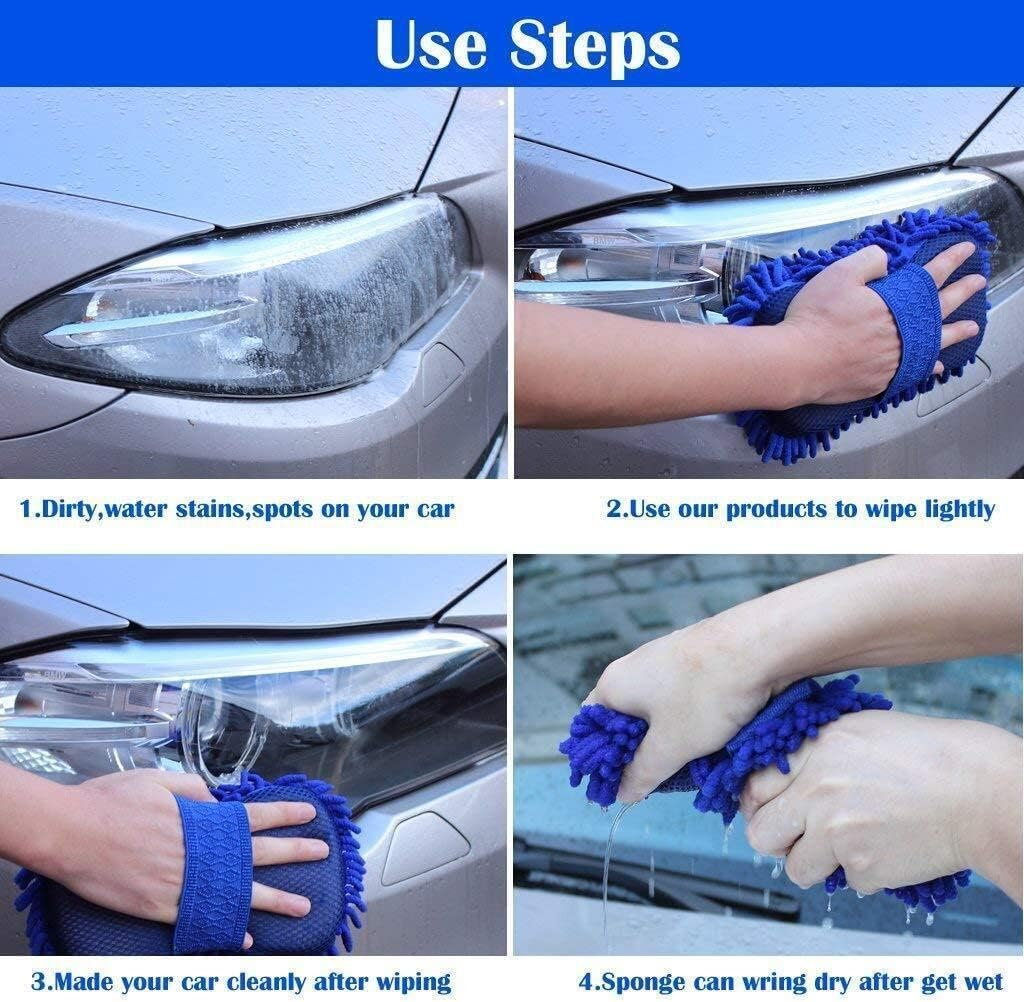 2PCS Car Care Glove Plush Soft Microfiber Wash Mitt Car Cleaning Detailing image number 4