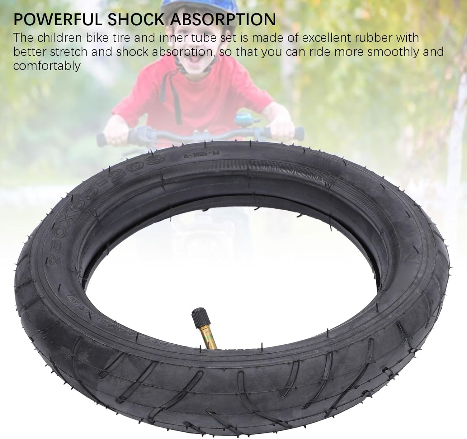 Baby Stroller Tire 12X1.75/1.95 Stroller Wheel Tire, 280X65‑203 Baby Stroller Inner and Outer Tires Rubber Tyre and Tube, Replacement Parts for Stroller Kid Bike Wheels image number 2