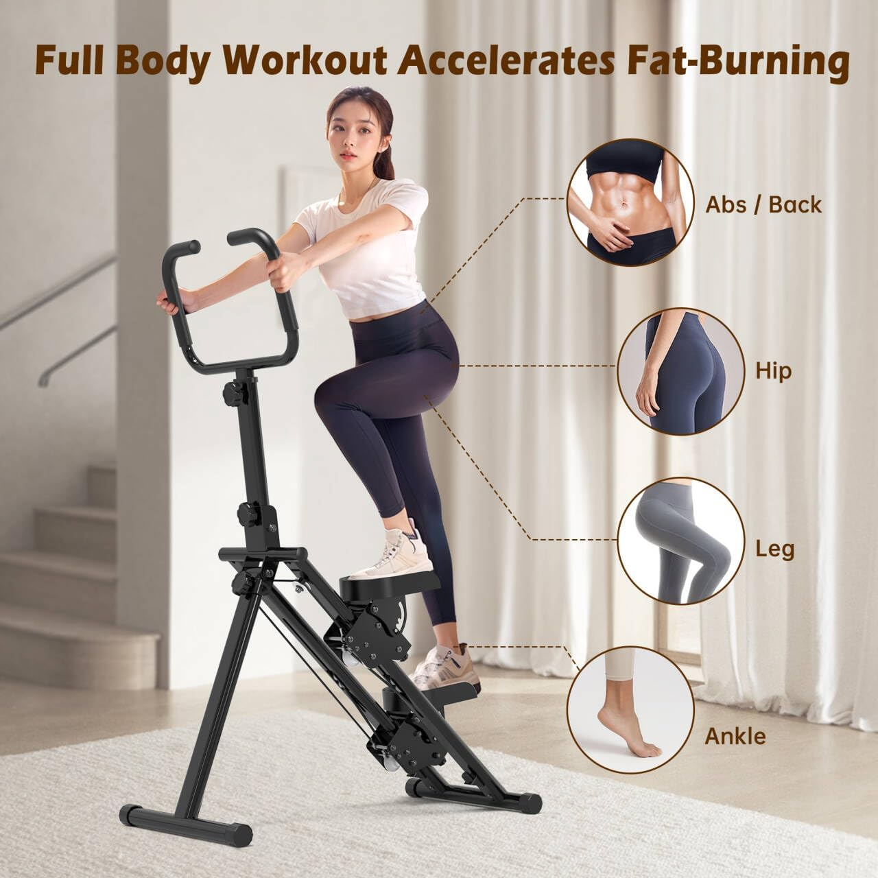 Leikefitness Stair Stepper for Home Gym,Vertical Climber Machine for Full-Body Workout,Foldable Cardio Stepper with Adjustable Handle and Treads for Women & Men - Black image number 2