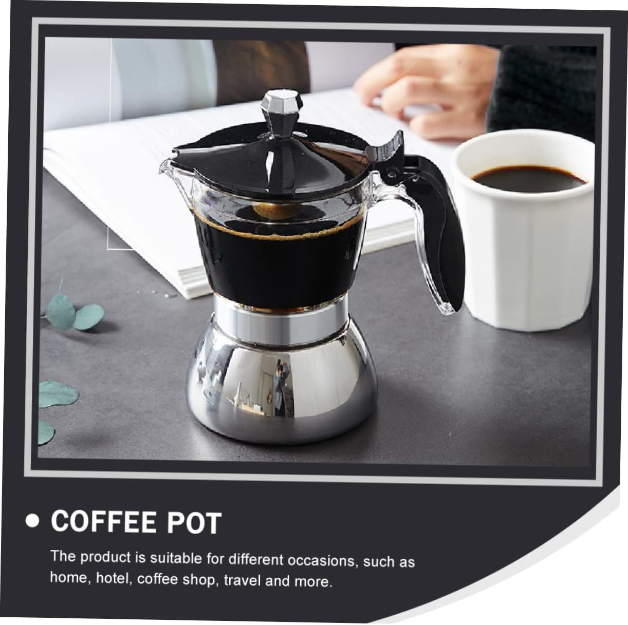 COLLBATH Mocha Coffee Maker 4-Cup 200Ml Glass Pot Stainless Steel Hand Brewing Coffee Pot for Home Espresso Brewing image number 2