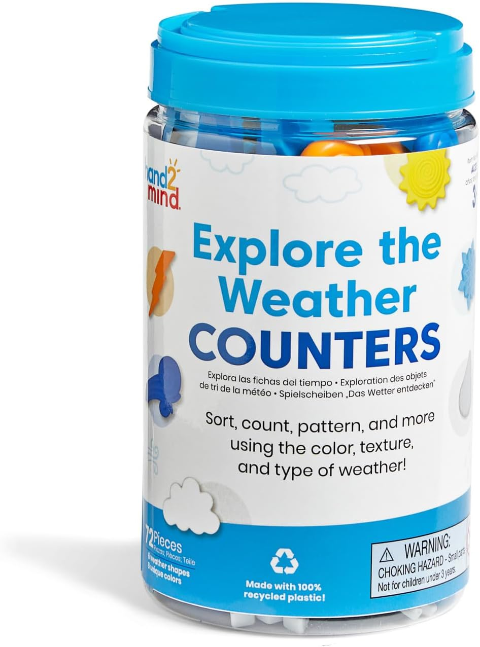 Hand2Mind Explore the Weather Counters, Weather Toys, Meteorology for Kids, Math Counters for Kids, Color Sorting Toys, Counting Manipulatives, Montessori Math Materials, Preschool Science Toys image number 3